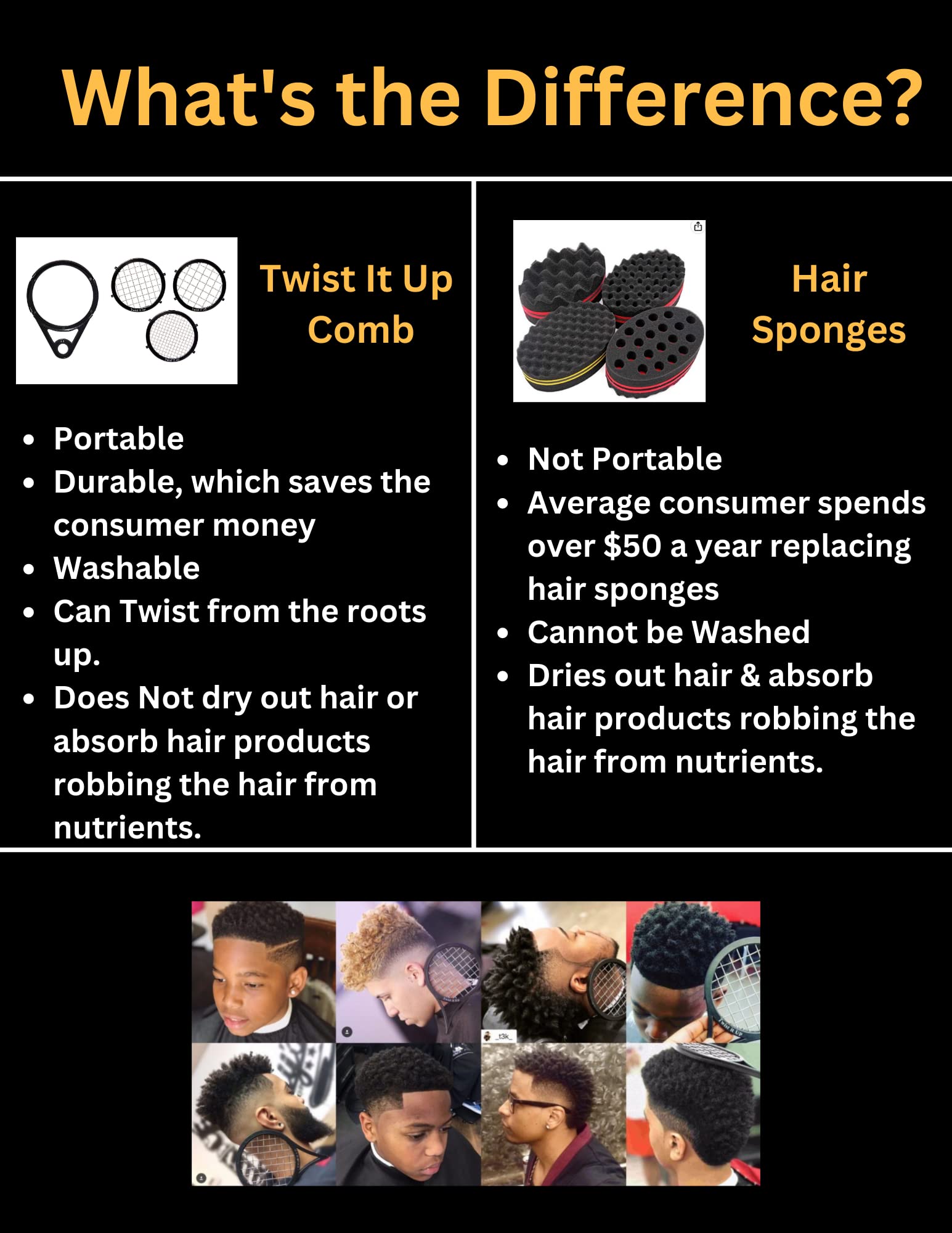 Twist It Up Bond Black comb durable design resists bending during styling sessions.