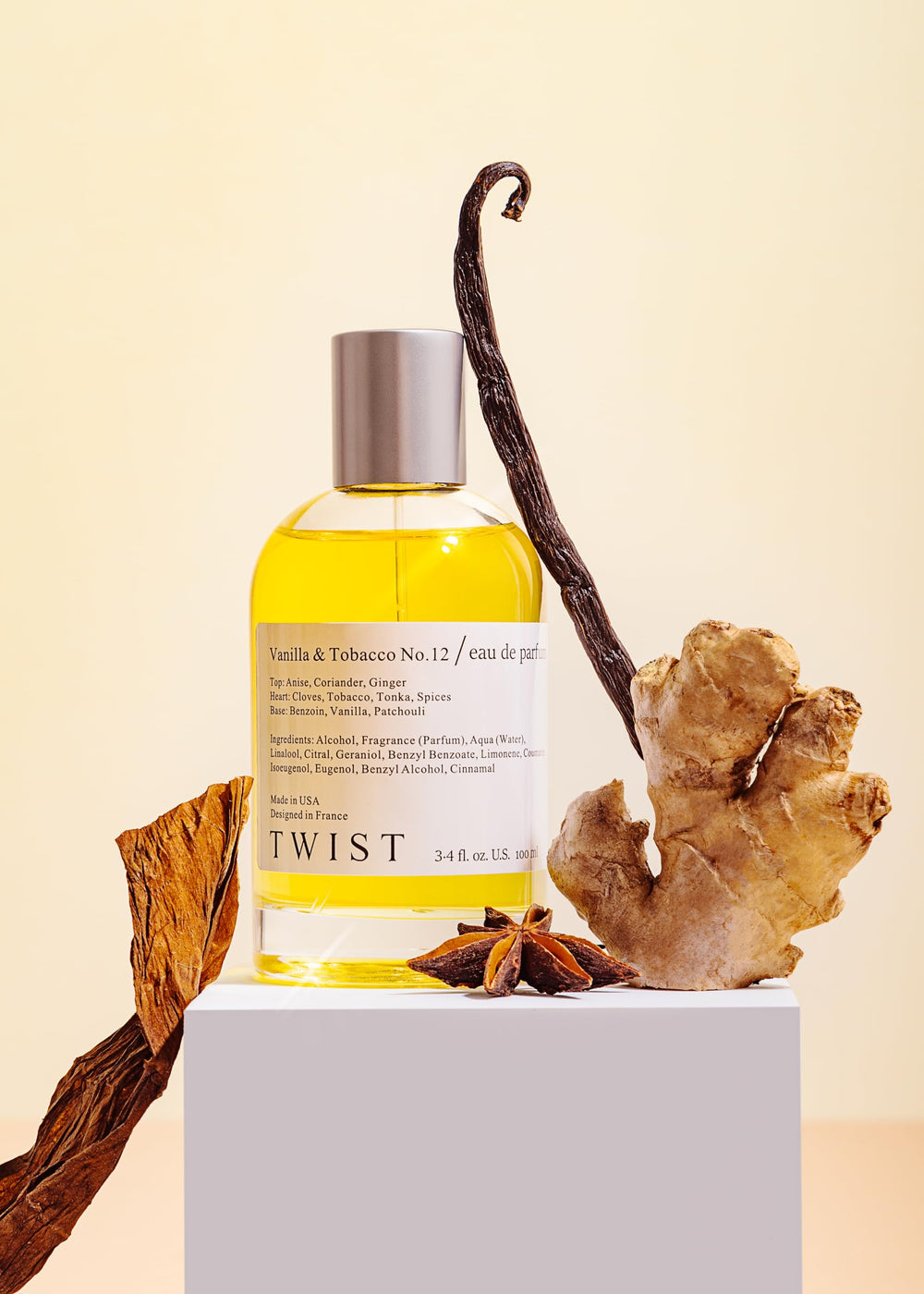 Twist Vanilla & Tobacco No. 12 spray demonstrates easy application for lasting scent.