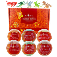 Two Sisters dragon bath bomb color reveal with bubbles for kids' bath-time fun.