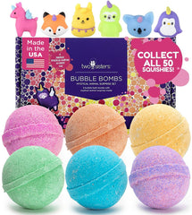 Two Sisters Mystical Bath Bombs pack6 unboxed with vibrant colors and toy surprise