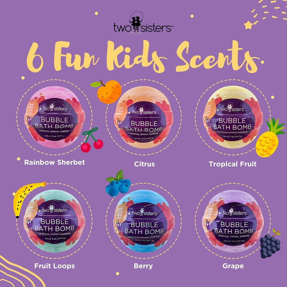 Two Sisters Mystical Bath Bombs reveal a surprise animal toy during fizz