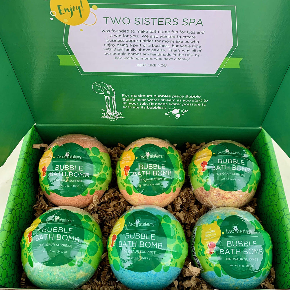 Two Sisters surprise dinosaur toys unbox during bath-time adventure