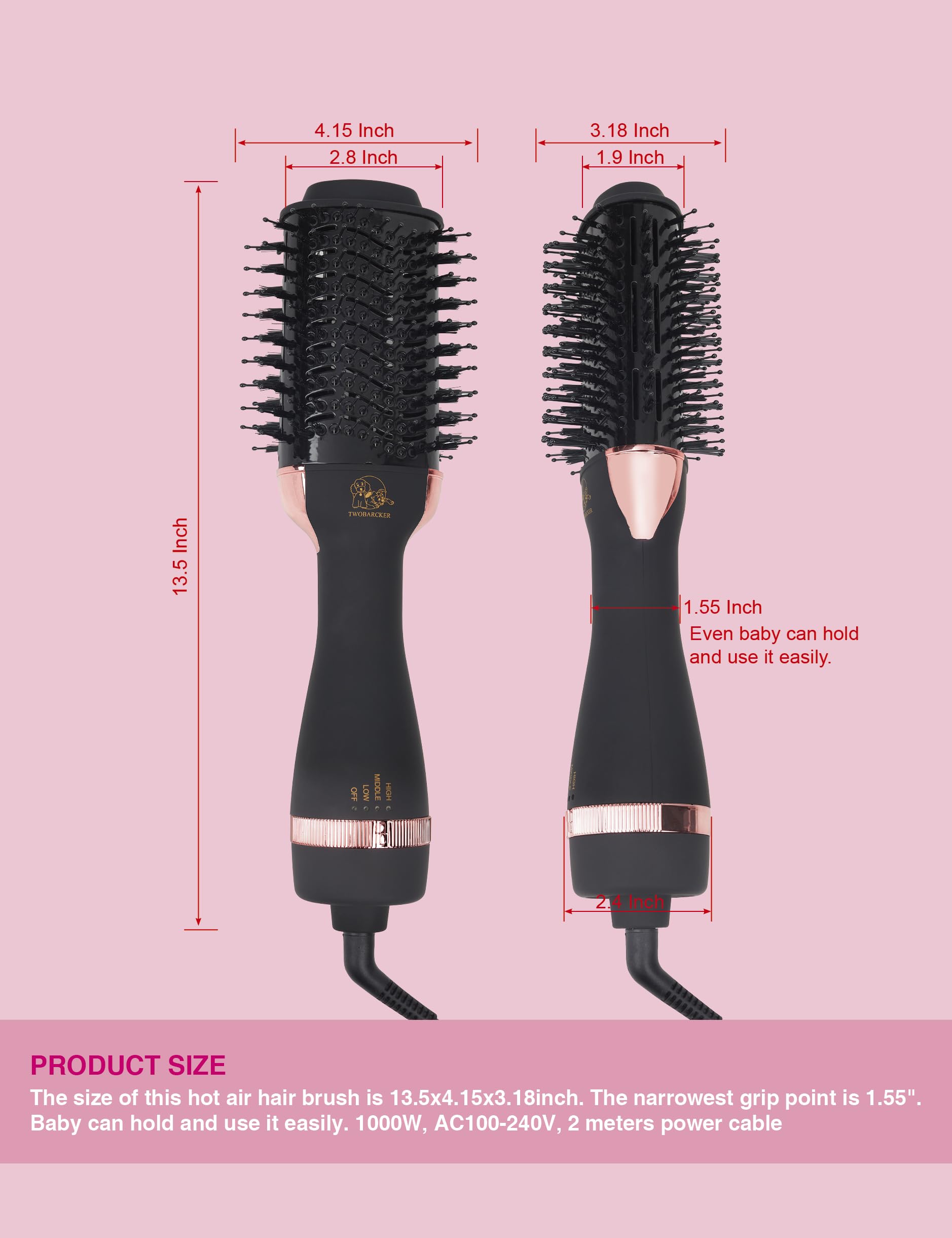 TWOBARCKER lightweight design at 1.23 pounds for easy handling.