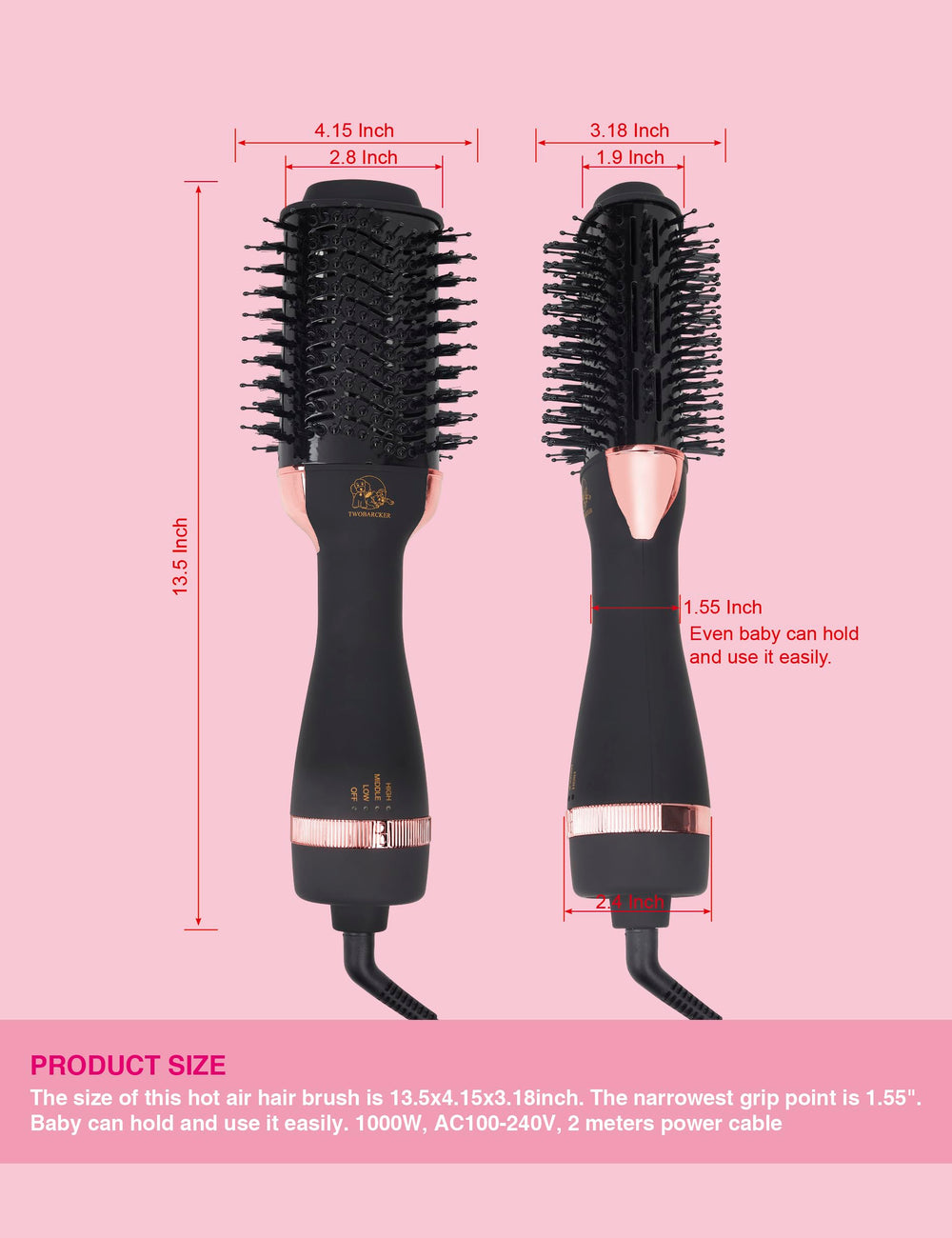 TWOBARCKER lightweight design at 1.23 pounds for easy handling.