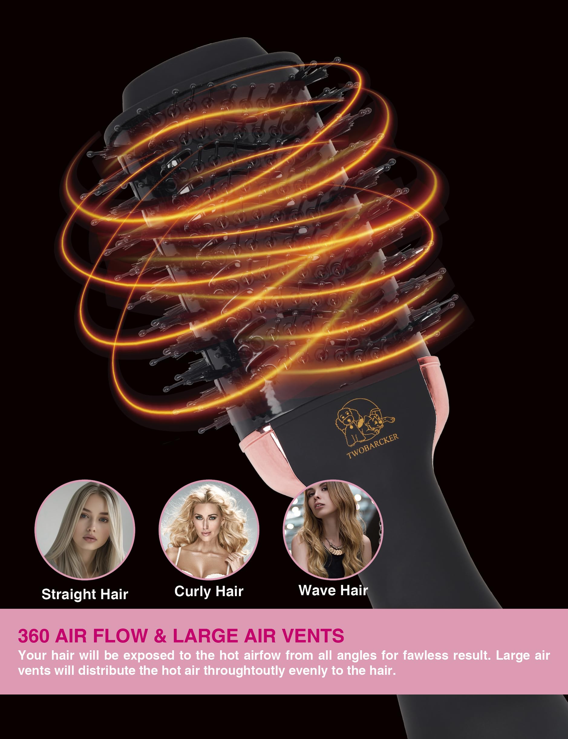 TWOBARCKER one-step styling for faster blowouts and volume.