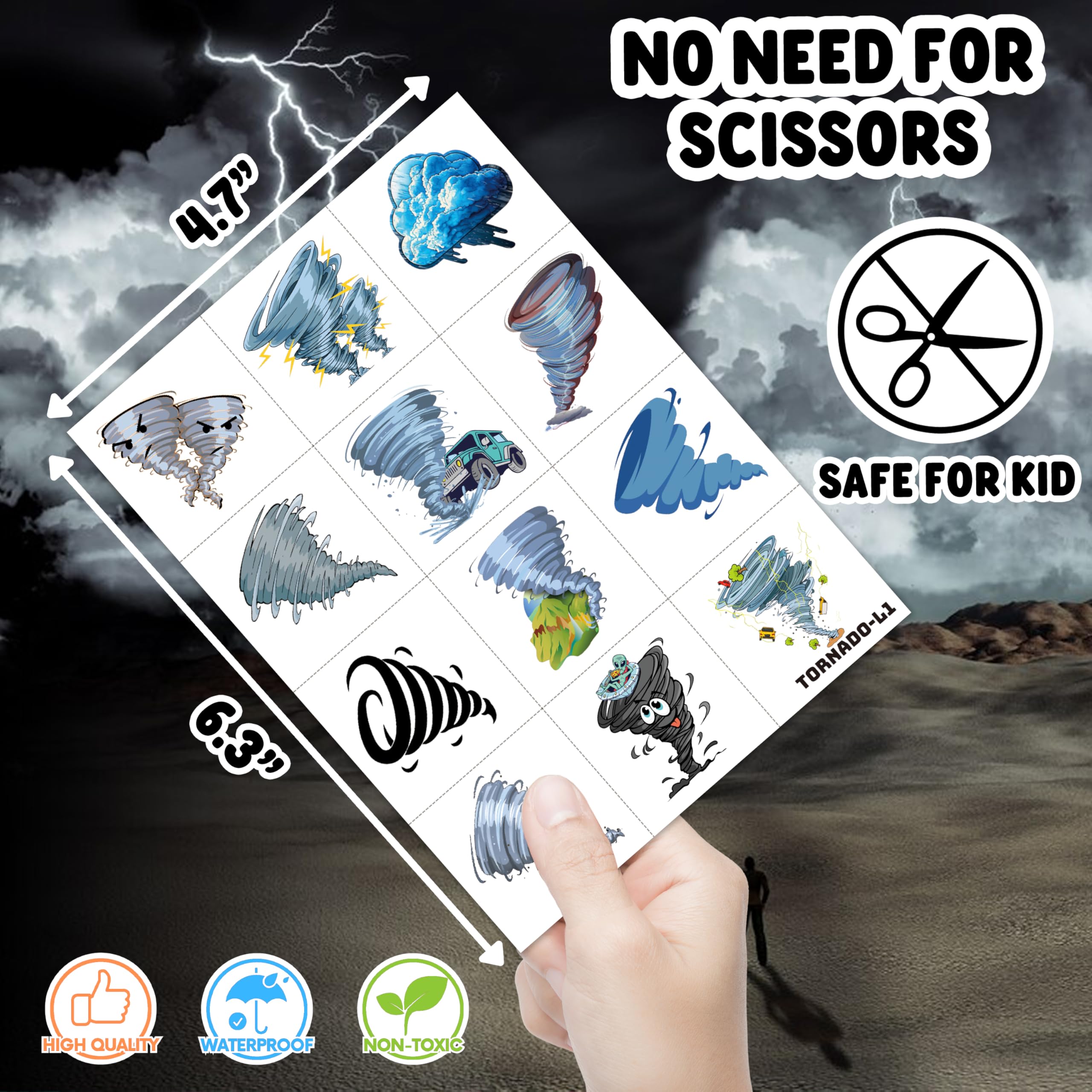 Twonado skin-safe non-toxic tattoos designed for kids' safety at parties.