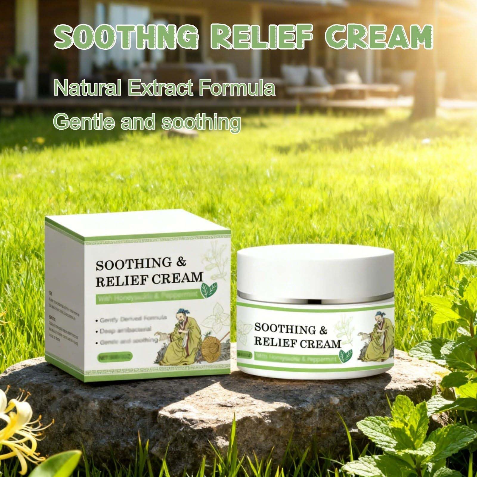 2Pcs Soothing Relief Cream alcohol-free fragrance-free label highlights gentle daily use