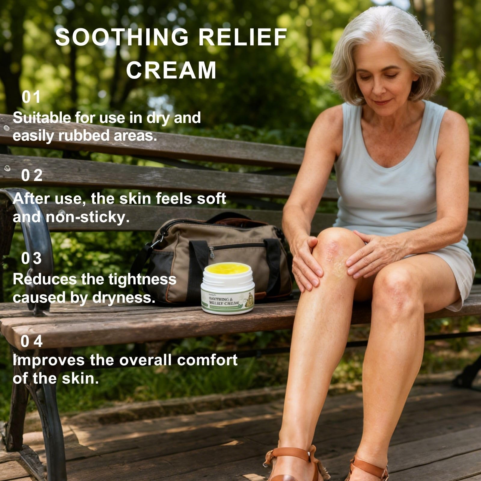 2Pcs Soothing Relief Cream application hand demonstrates easy on-the-go moisturizing