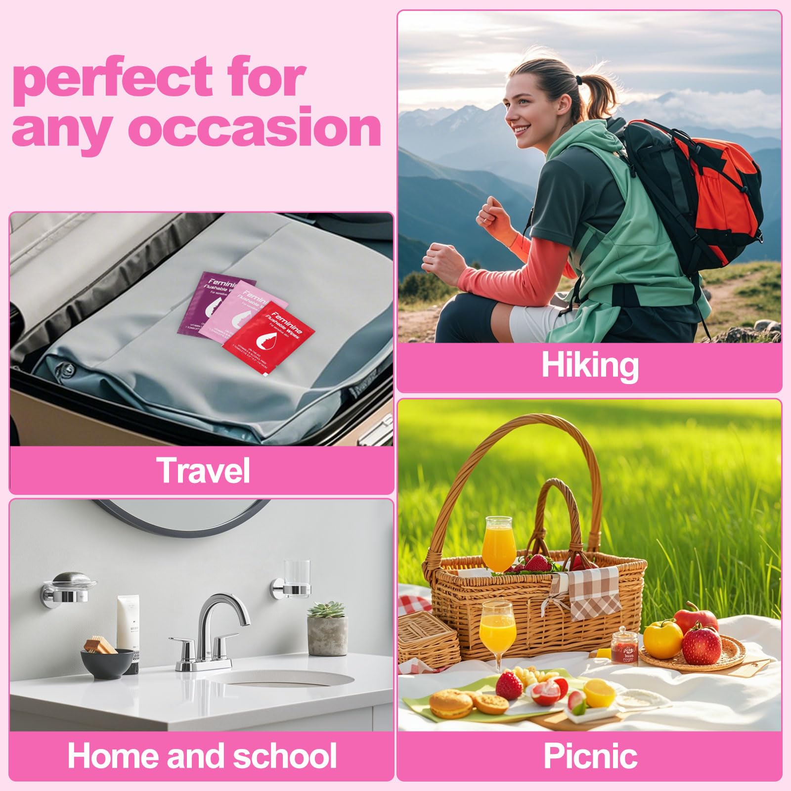 Twoworld 60-count travel wipes provide ample supply for daily needs.