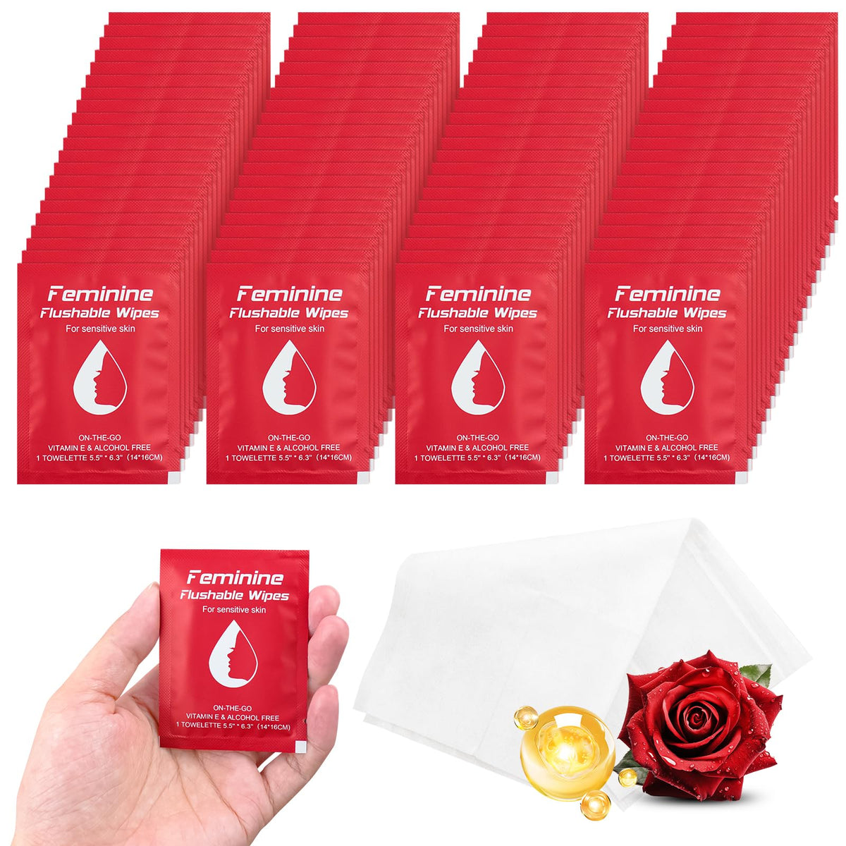 twoworld feminine wipes with individually wrapped packaging for hygienic on-the-go freshness.