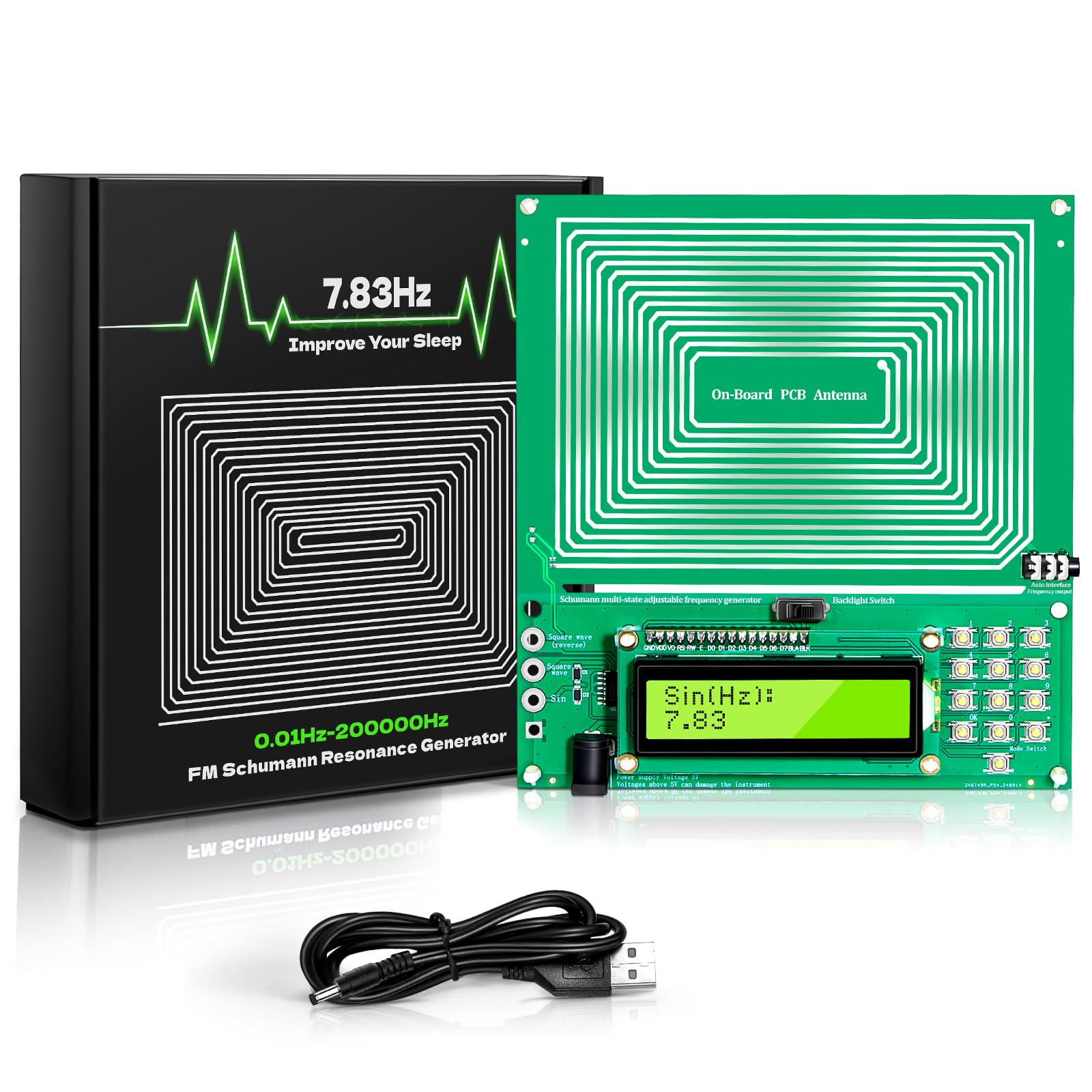 Twxire adjustable Schumann resonance generator front view for compact desk meditation