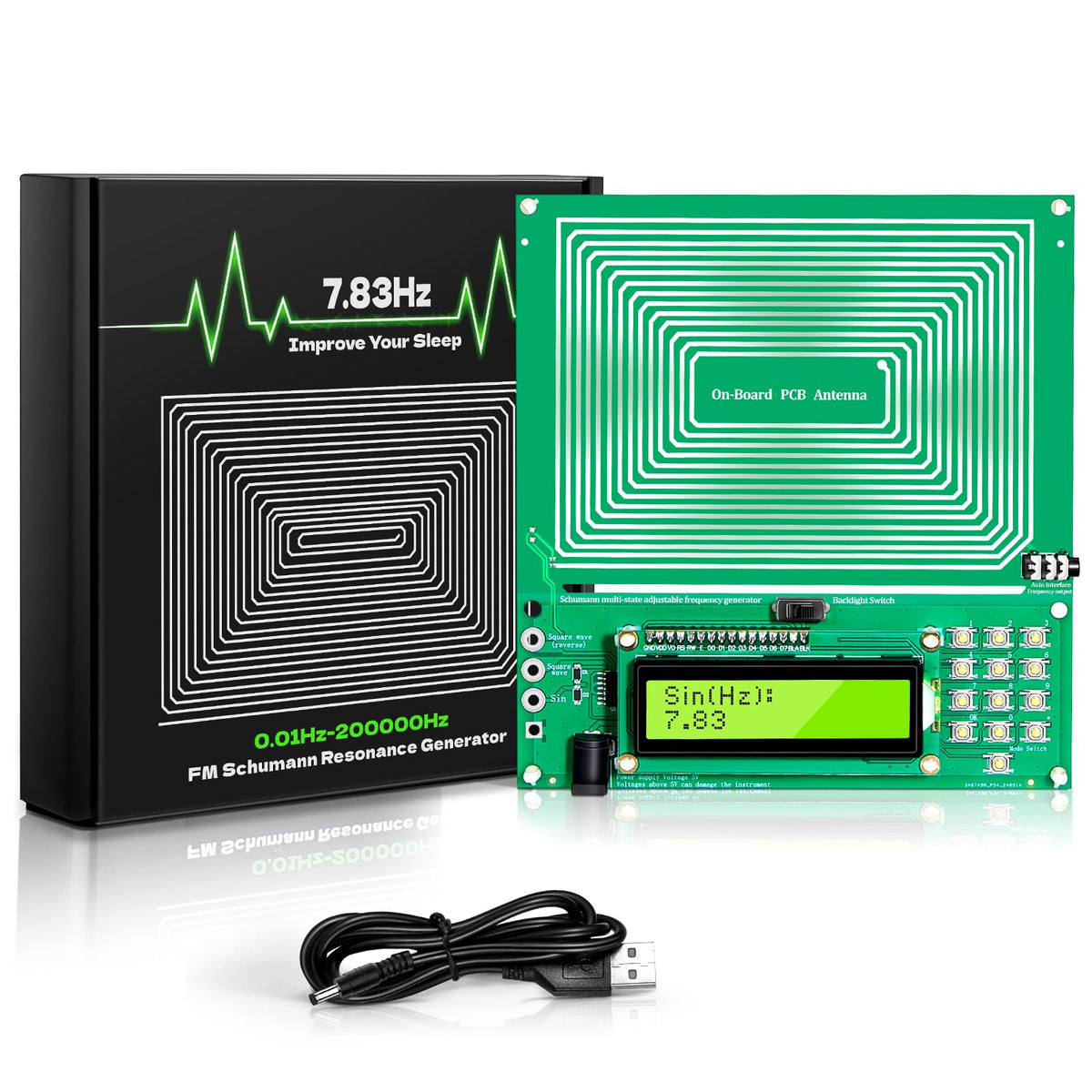 Twxire adjustable Schumann resonance generator front view for compact desk meditation