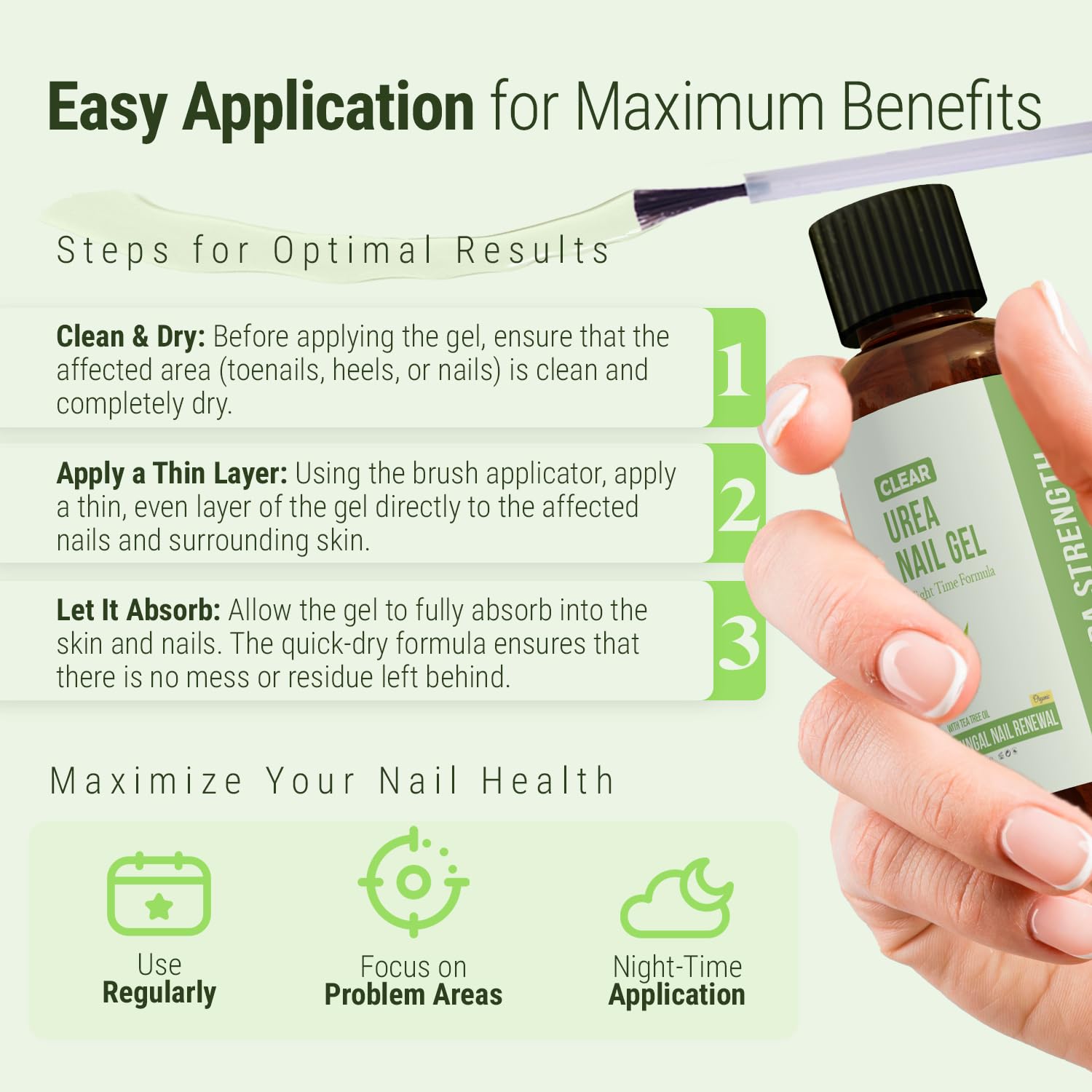 TXLSC CLEAR Urea Nail Gel night-use scene ready for sleep routine