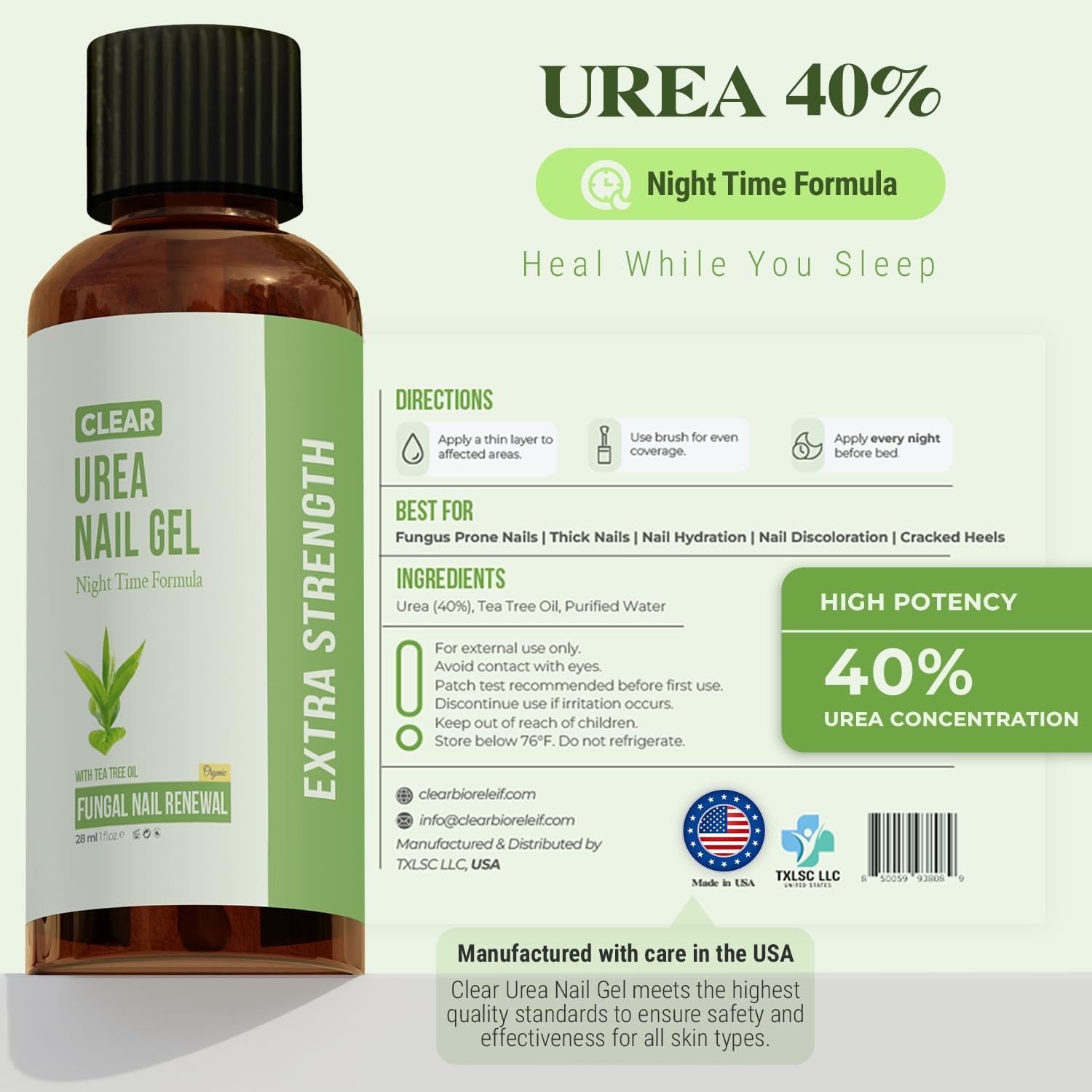 TXLSC CLEAR Urea Nail Gel after-use image suggests smoother nails and heels