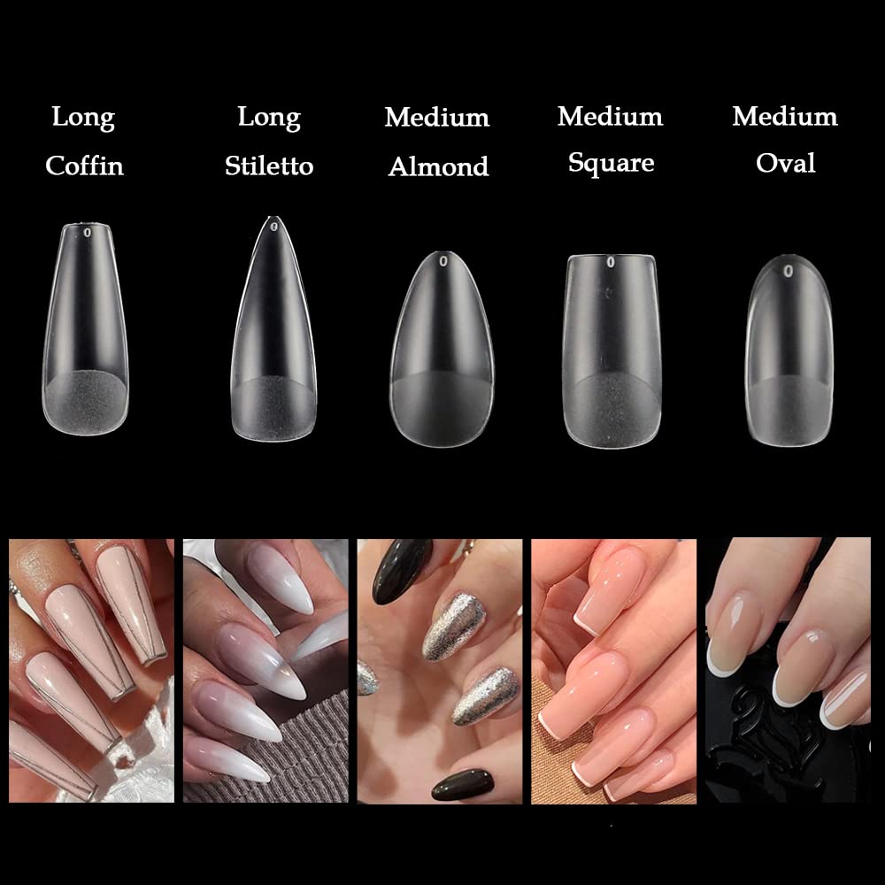 TXMOYI almond nail tips collection with five shapes for salon-like nails