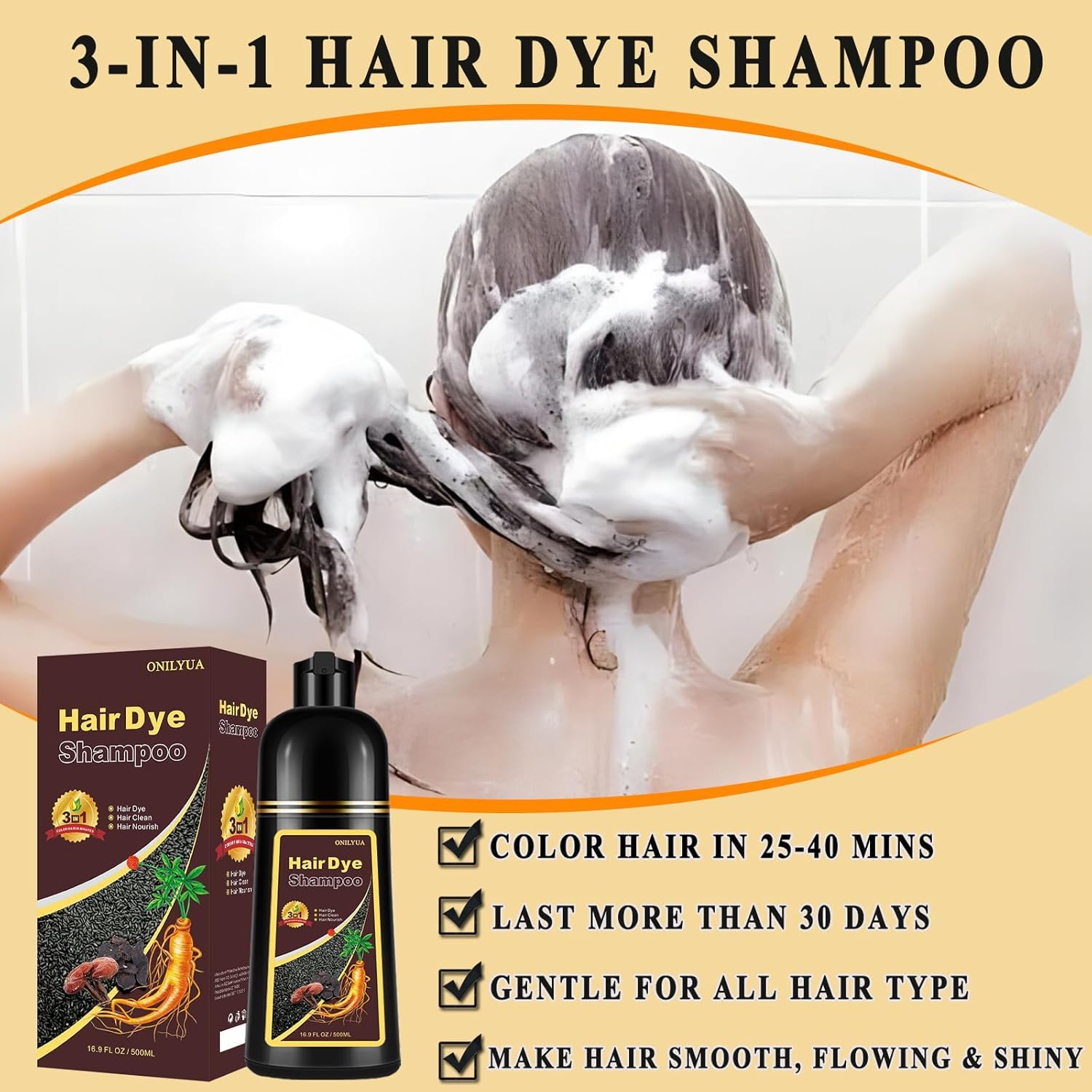 TYAYW Cherry Brown Shampoo with gloves shows mess-free use