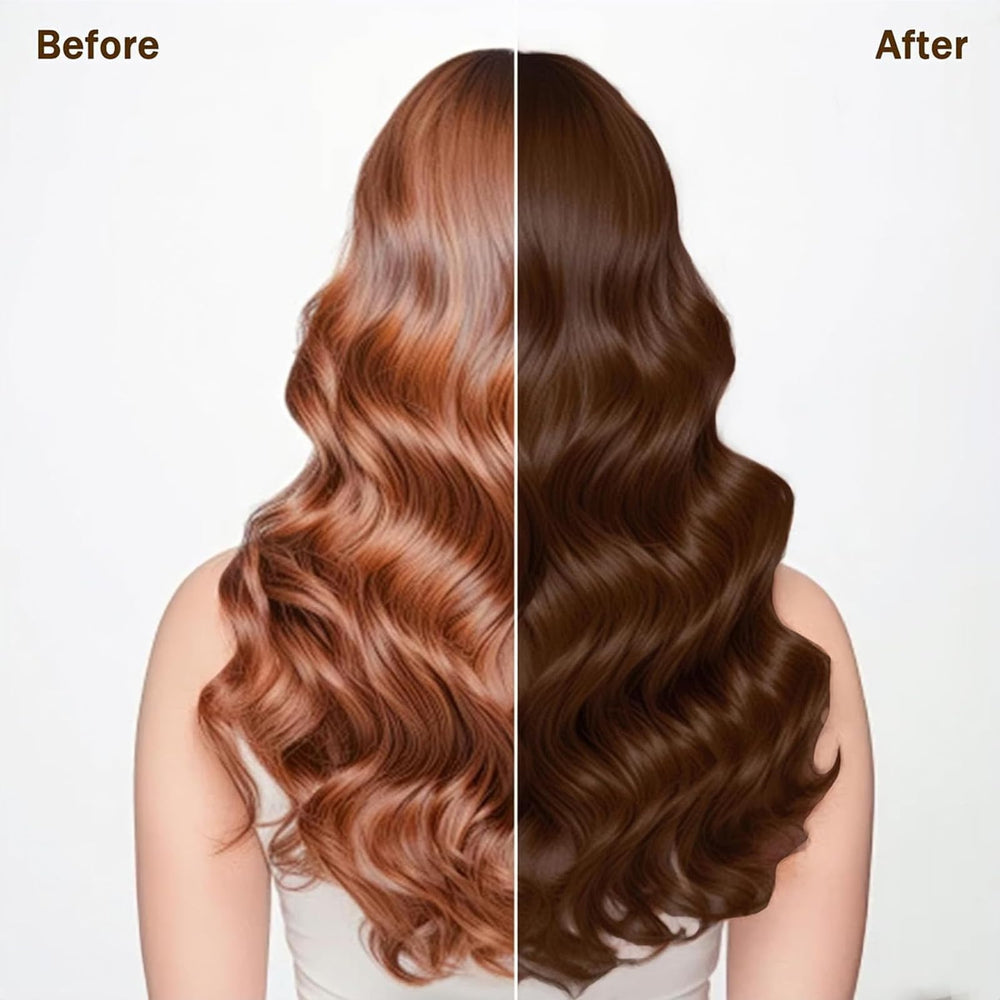 Applying TYAYW Dark Coffee Hair Dye Shampoo to dry hair for even coverage