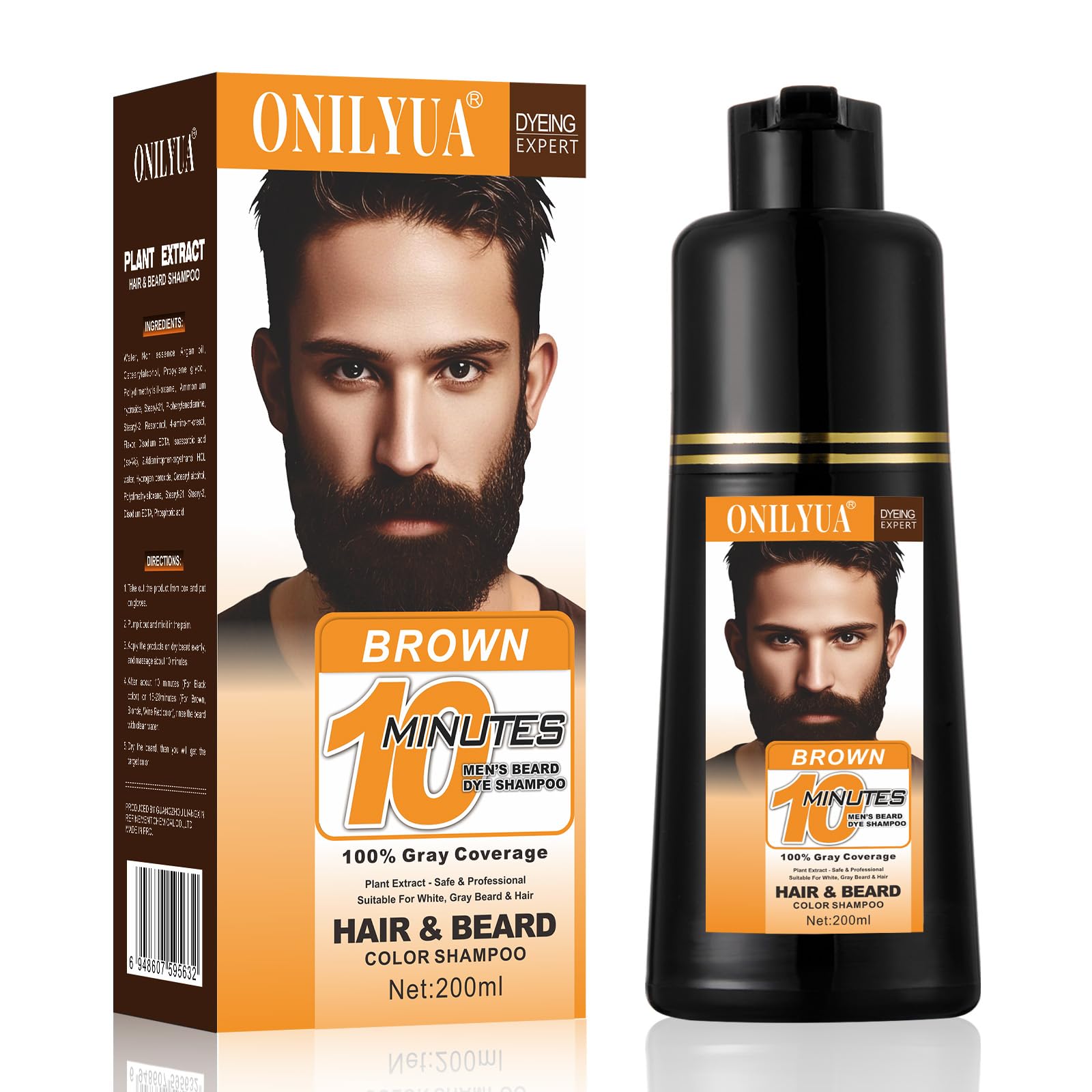 TYAYW beard dye bottle applying color evenly for natural gray coverage.