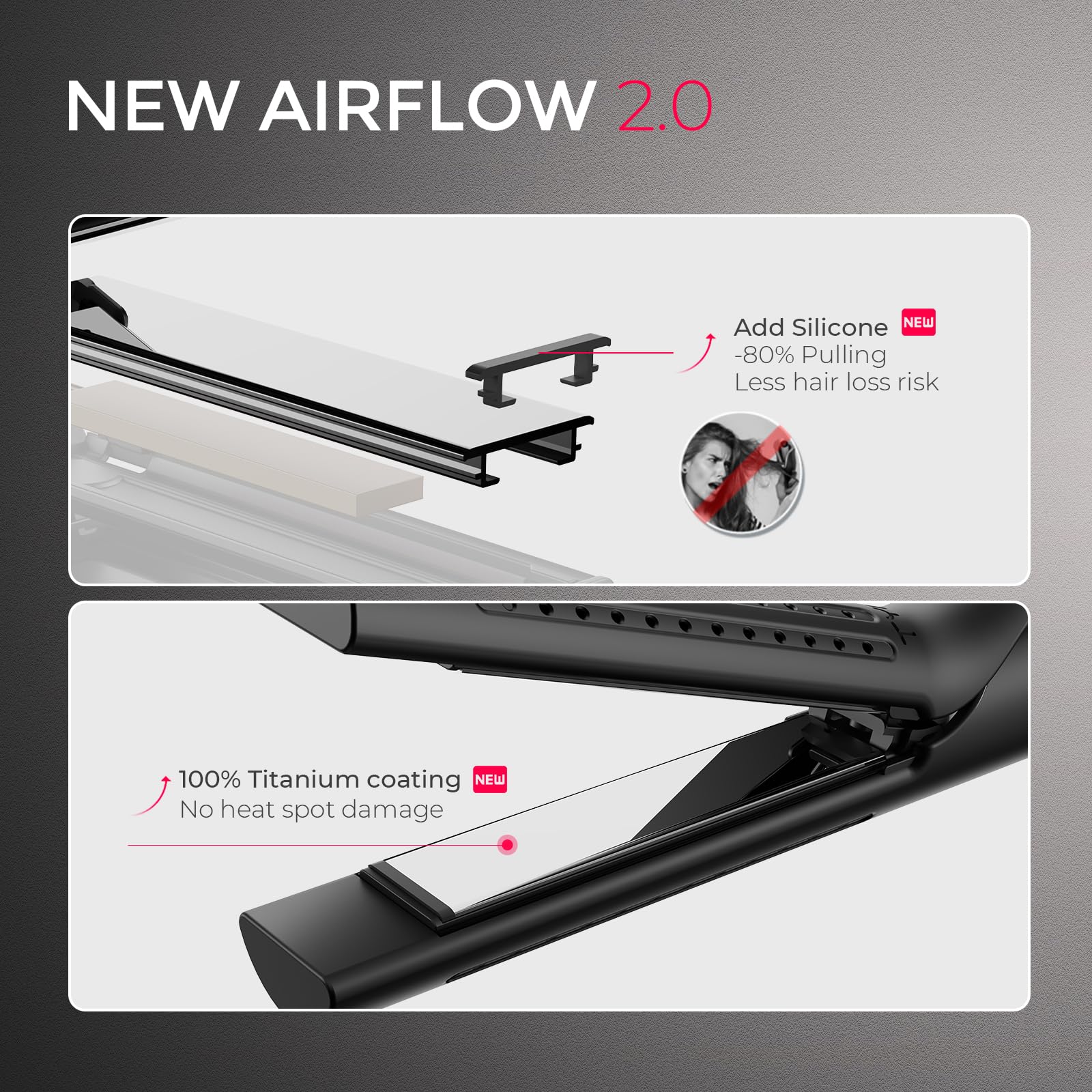 TYMO Airflow 2.0 360 vents with ionic flow for shiny results.