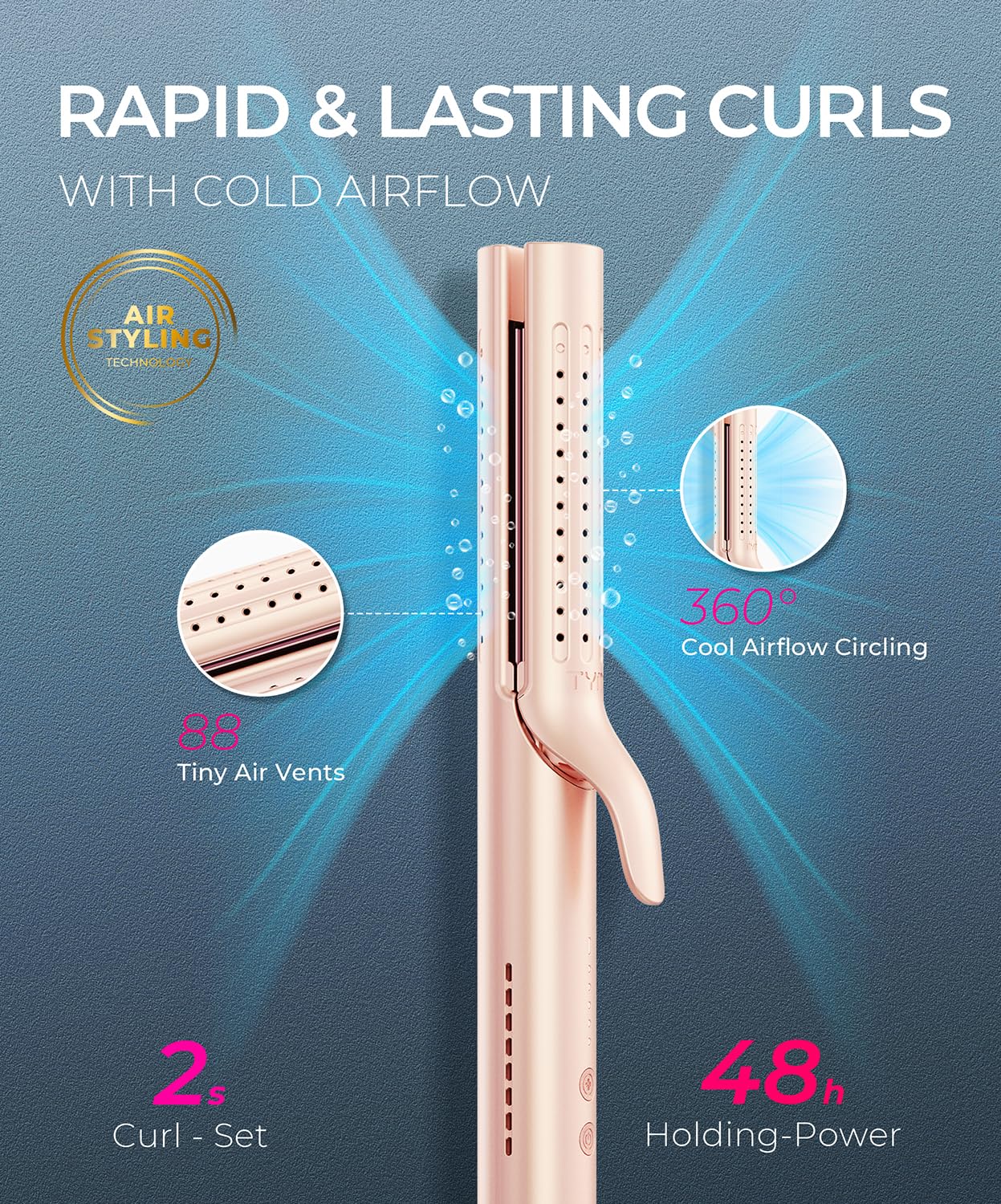 TYMO Airflow 2.0 iron glow shows fast heat for quicker mornings