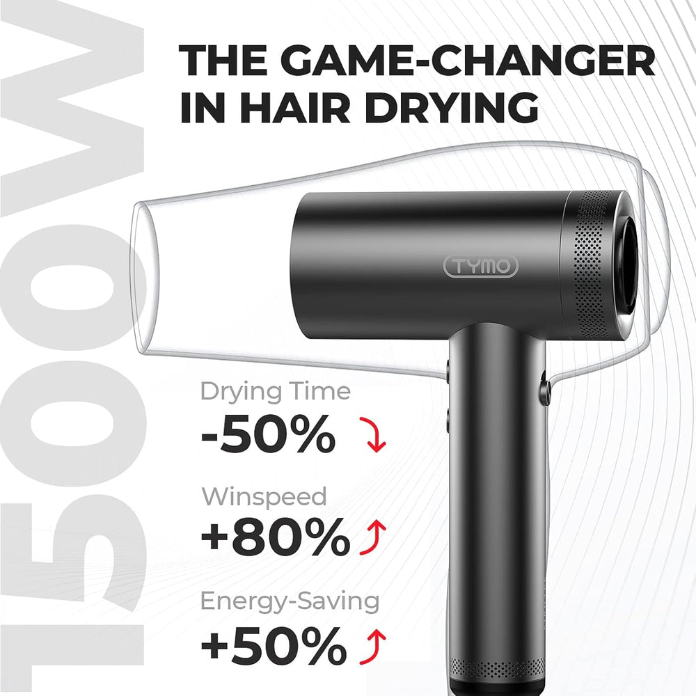 TYMO AirHYPE 8ft cord gives flexible reach for salon-style sessions.