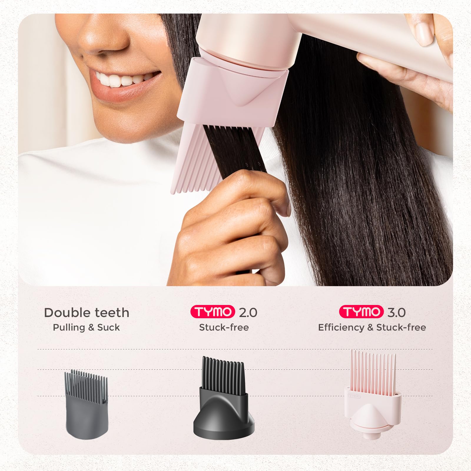 TYMO AIRHYPE Compact diffuser aids curl definition and added volume.