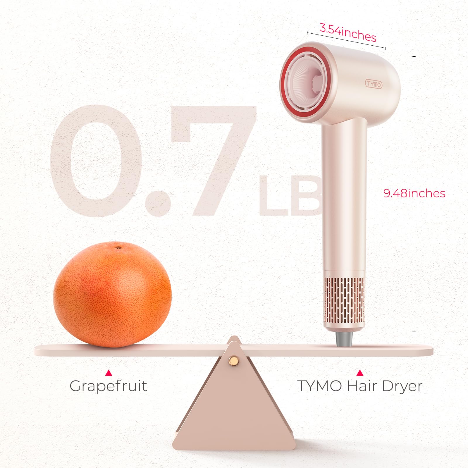 TYMO AIRHYPE Compact on-the-go styling for versatile hair types.