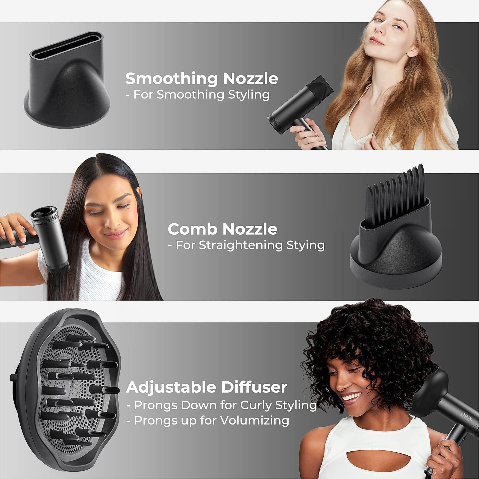 TYMO AirHYPE ionic system helps reduce frizz for smoother hair.