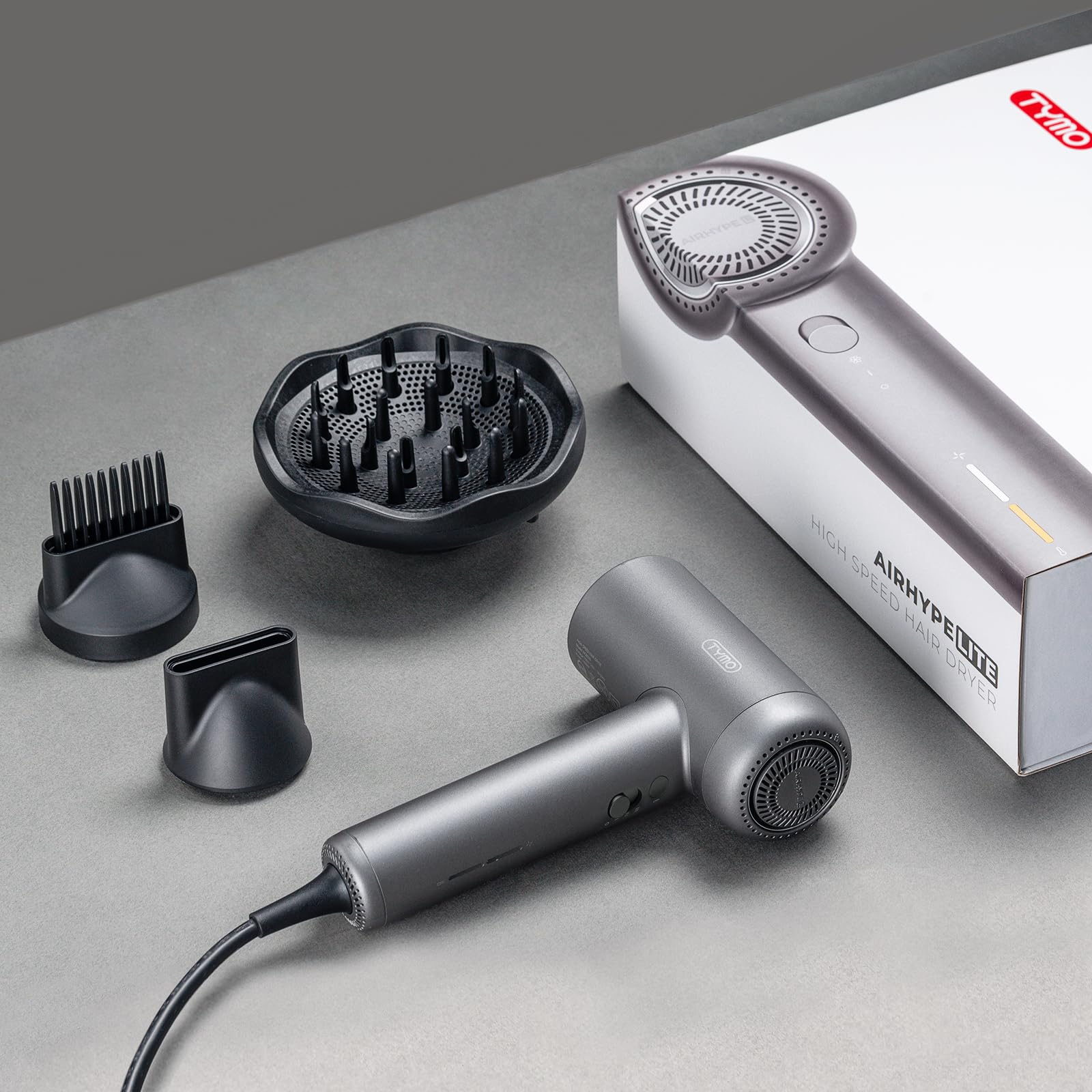 TYMO AIRHYPE Lite is a lightweight, portable dryer for everyday use.