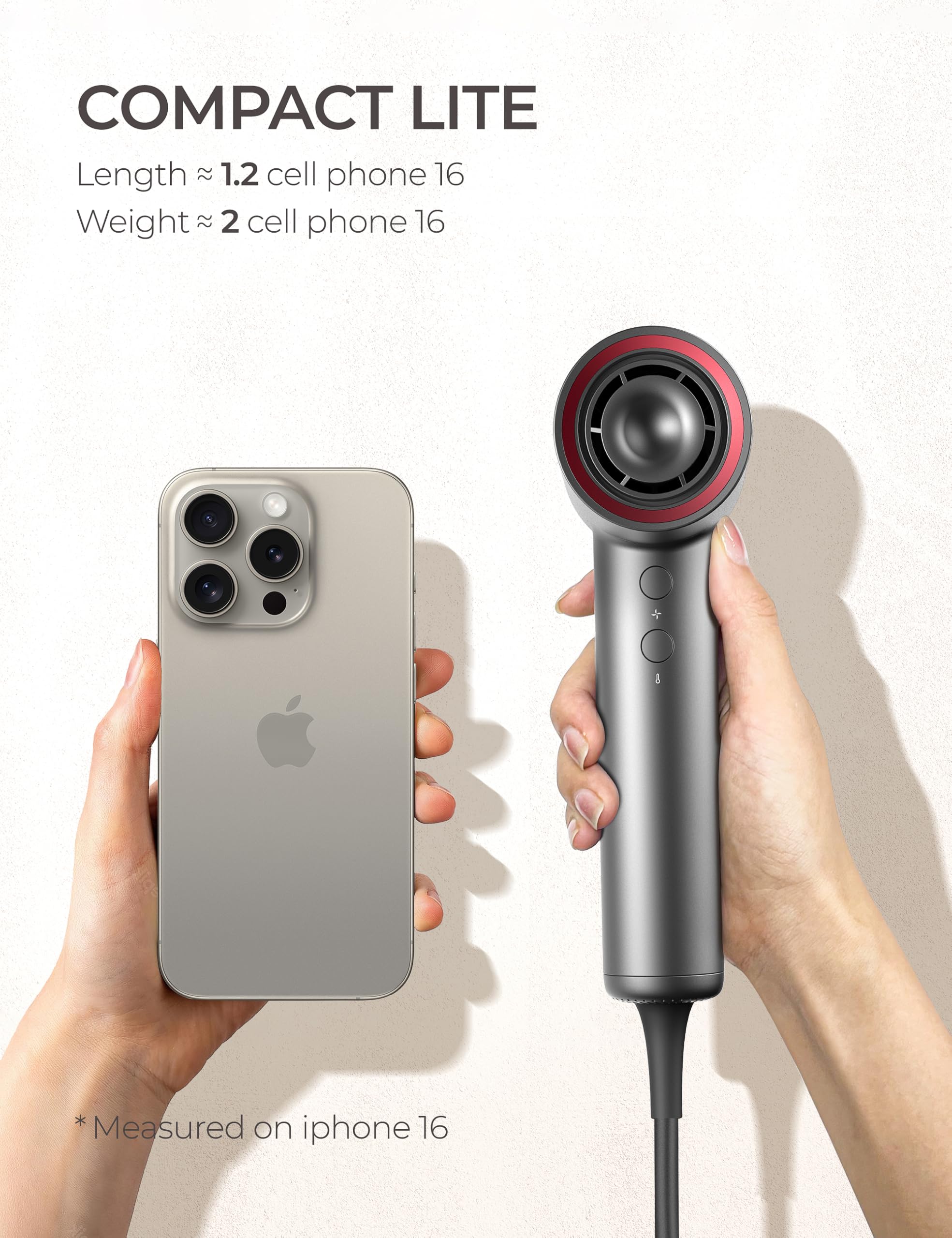 TYMO AIRHYPE Lite travel-ready compact profile fits in carry-on bags.