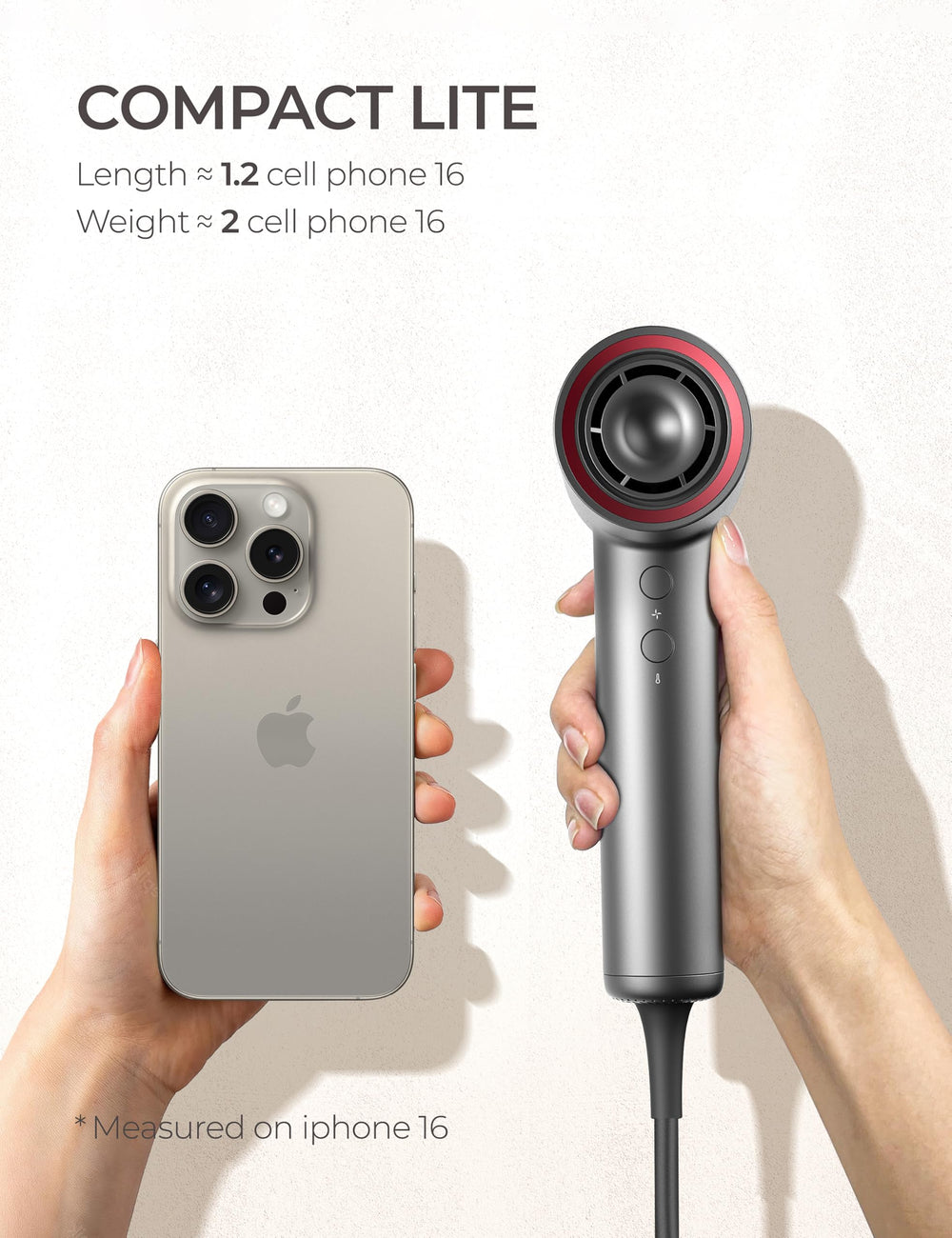 TYMO AIRHYPE Lite travel-ready compact profile fits in carry-on bags.