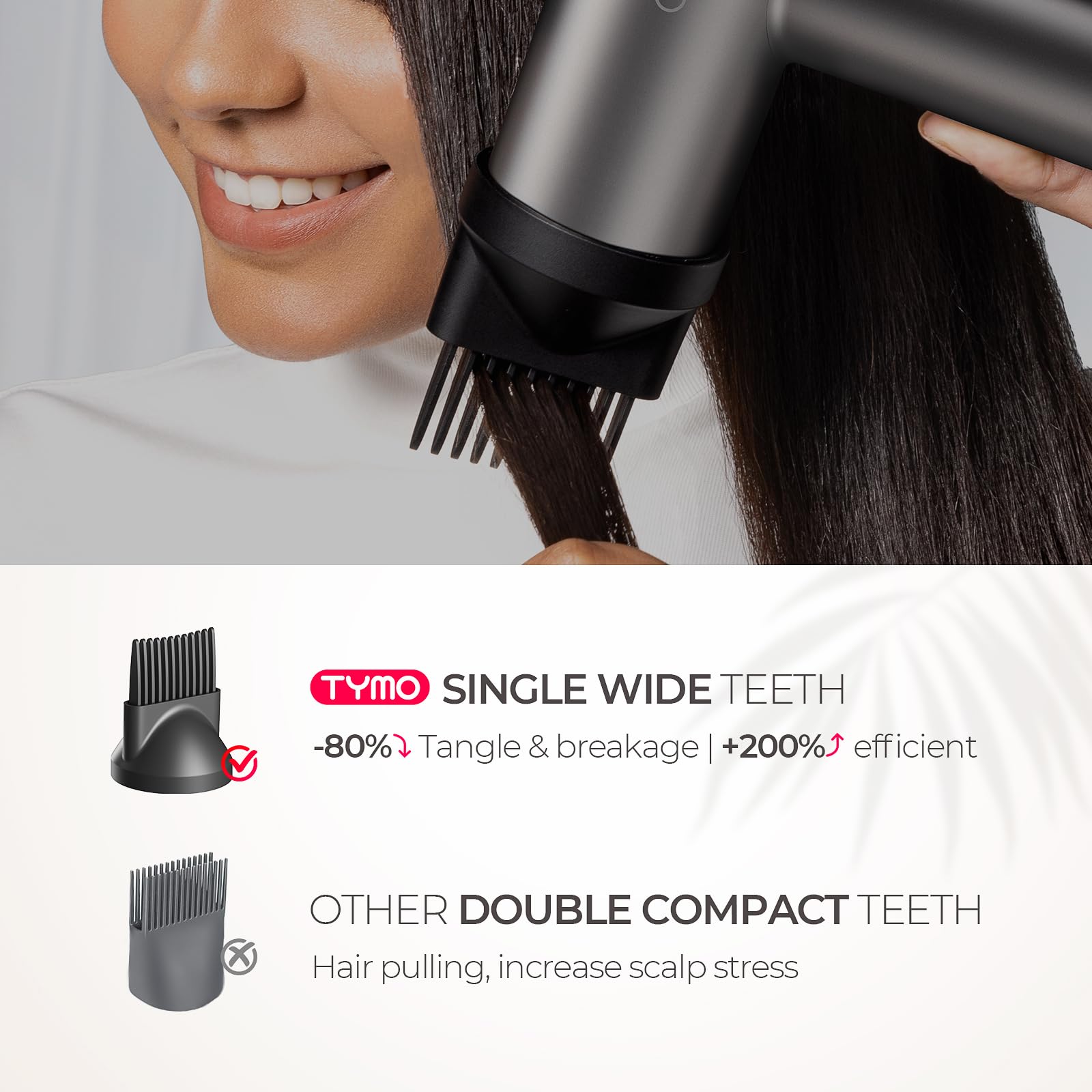 TYMO AIRHYPE Lite VersaCurl diffuser provides root volume and curl definition.