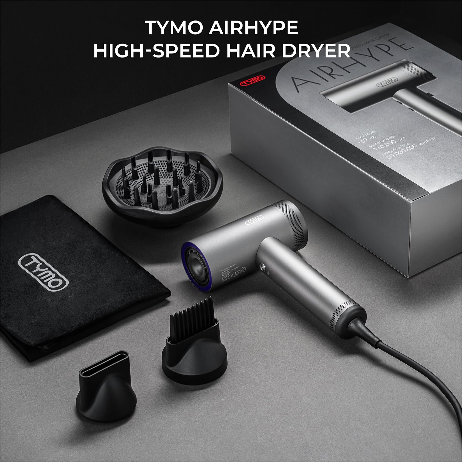 TYMO AirHYPE smoothing nozzle delivers silky finish with controlled airflow.