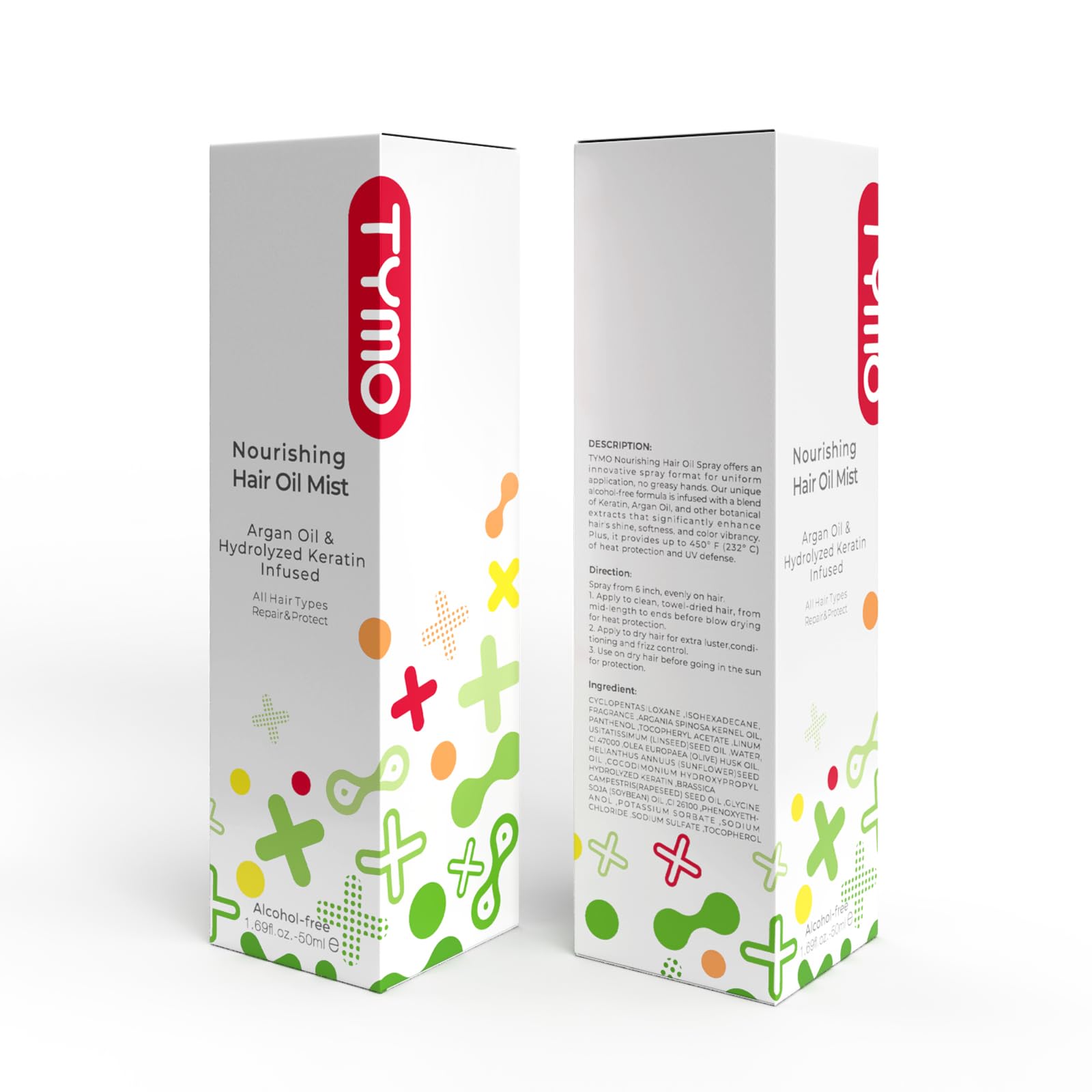 TYMO Argan Hair Oil Spray in sunlight demonstrates UV protection for healthy-looking hair.