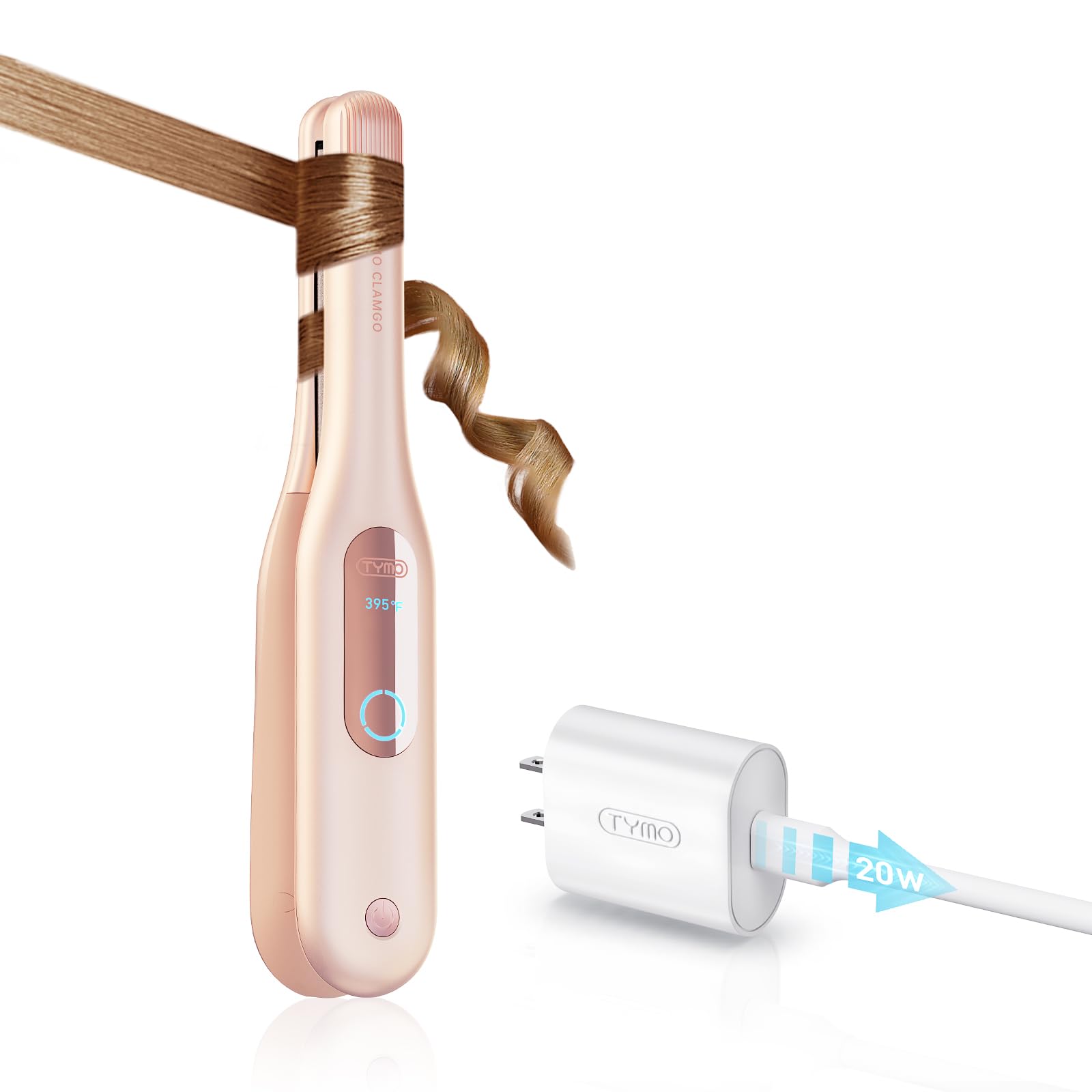 TYMO curling iron for short hair curved plate shaping crease-free curls on the go