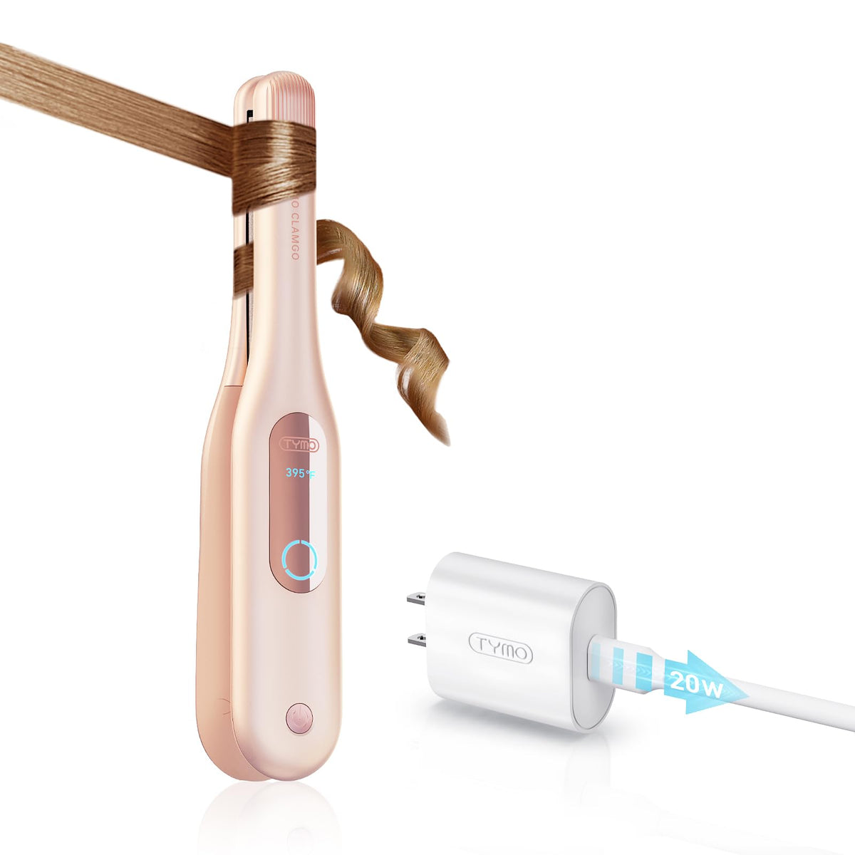 TYMO curling iron for short hair curved plate shaping crease-free curls on the go