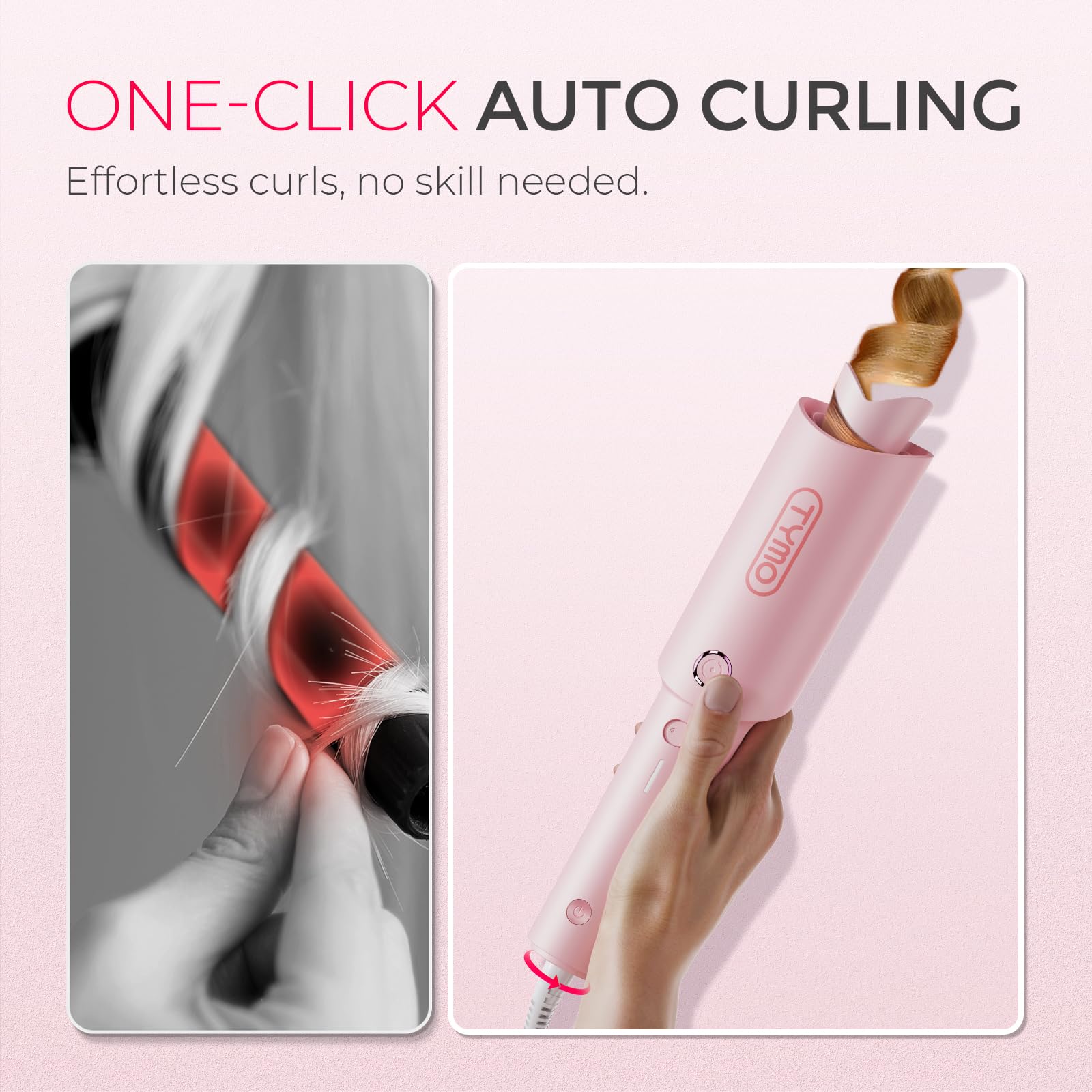 TYMO CURLPRO automatic rotating iron enabling one-click curl setup