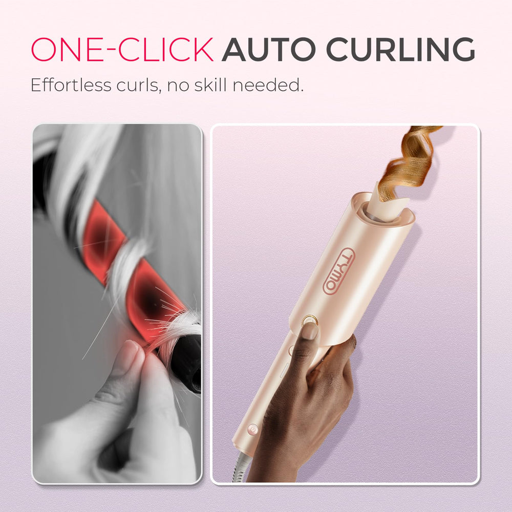 TYMO CURLPRO automatic-rotation-curler activates with one-click, easing beginners.