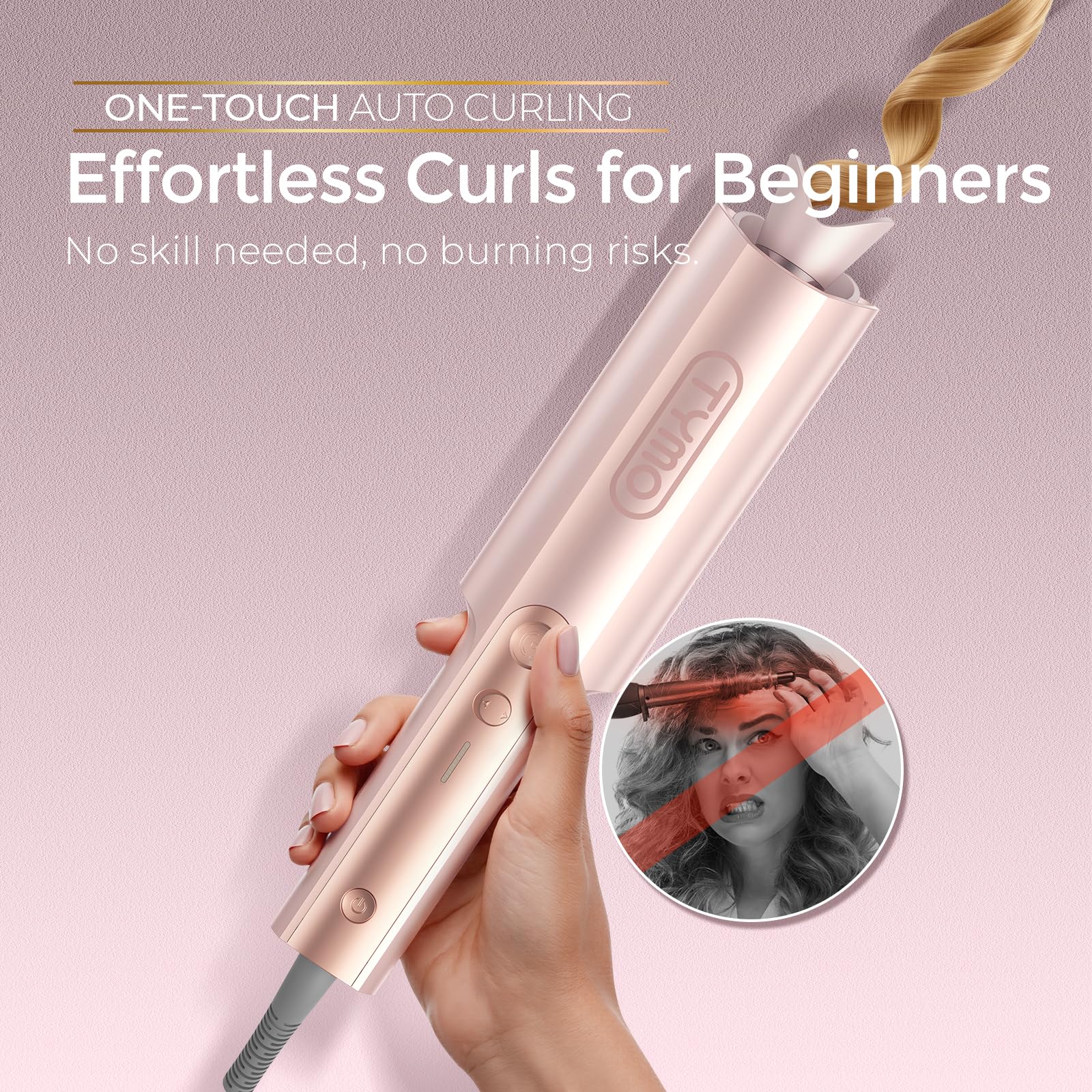 TYMO CurlPro Plus anti-scald design keeps hands safe during styling