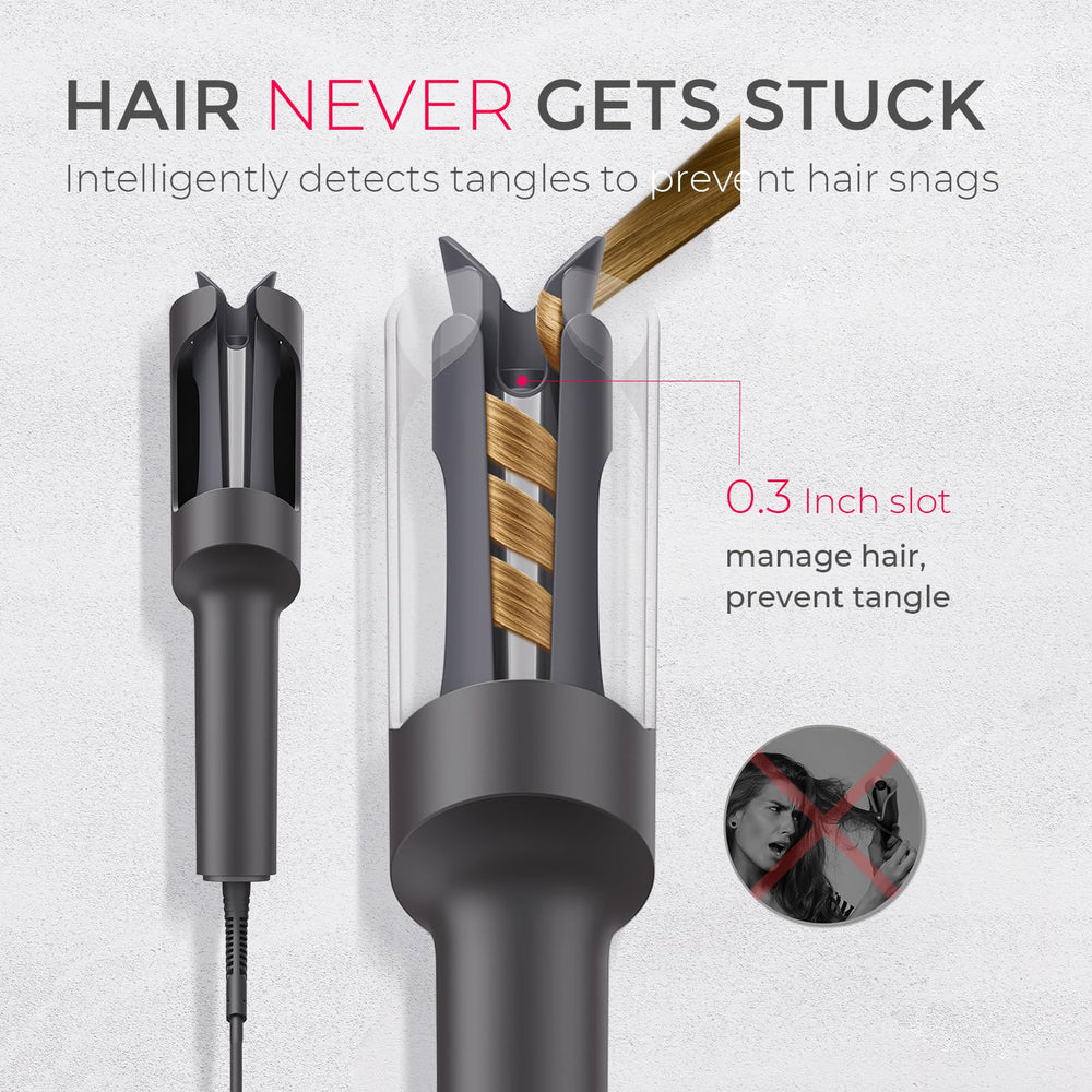 TYMO CURLPRO tourmaline coating closeup highlights smooth glide and shine.