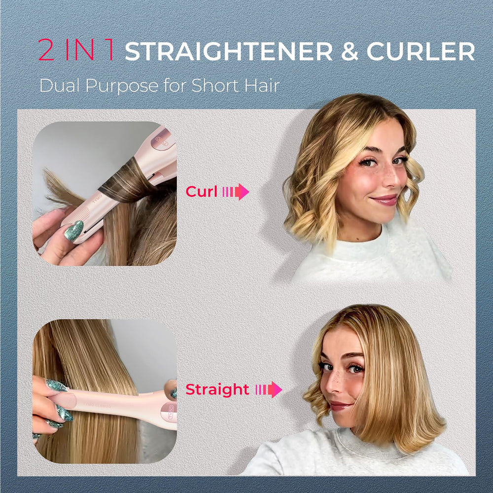 TYMO curved plate edge styling shows precise control for short strands