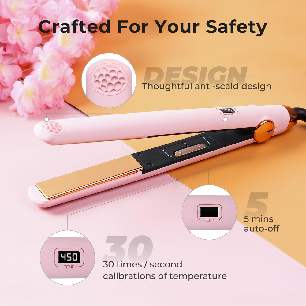 TYMO flat iron LED display and memory simplify temperature control.