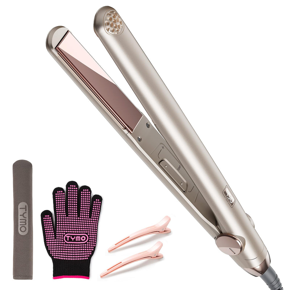 TYMO flat iron titanium plates glide smoothly for silky results