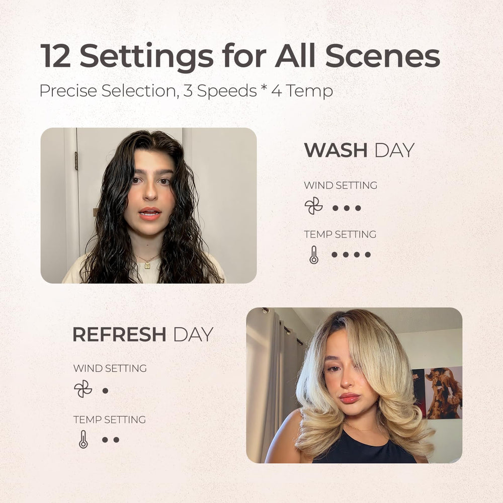 TYMO hair dryer brush 12 settings customizable for all hair types