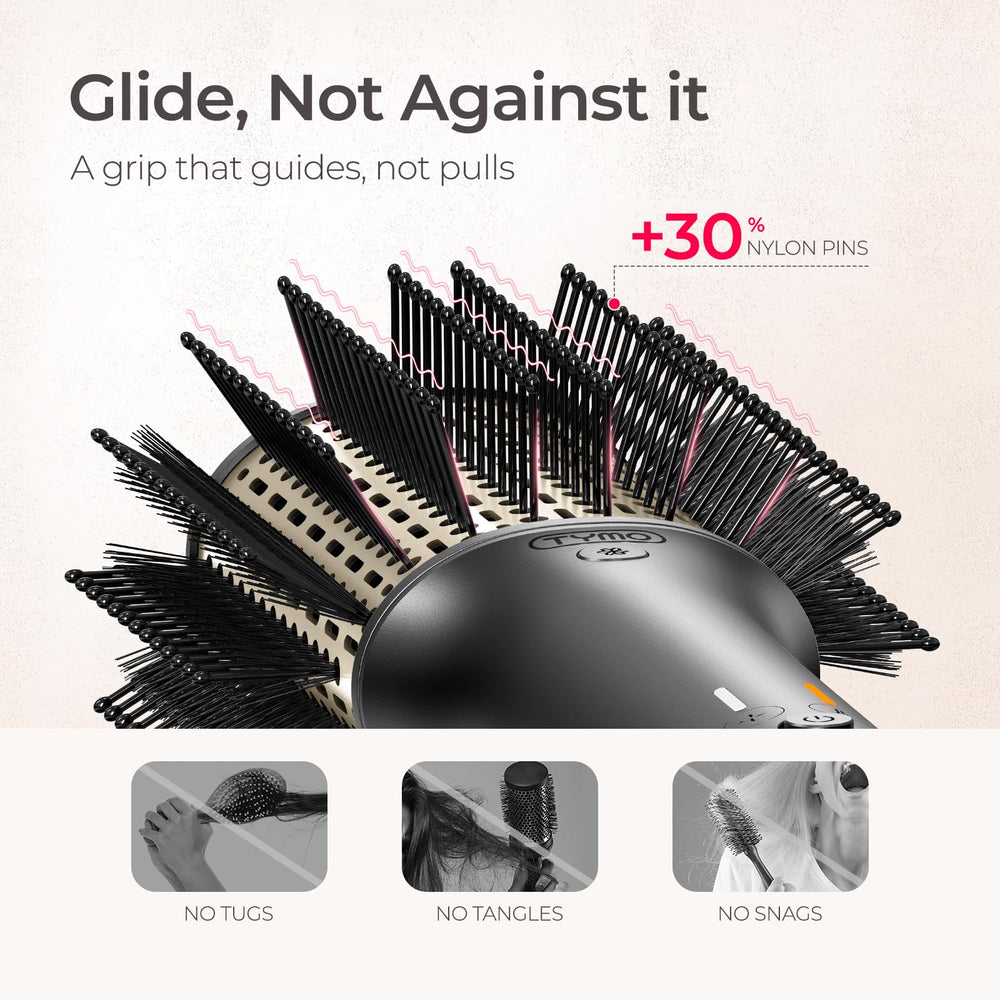 TYMO hair dryer brush 200M negative ions help reduce static