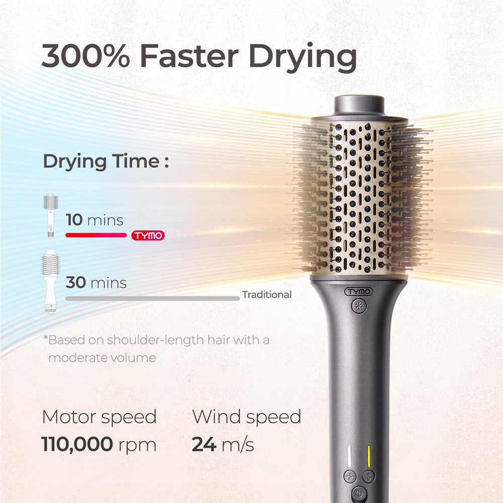 TYMO hair dryer brush 24 m/s airflow for quick styling