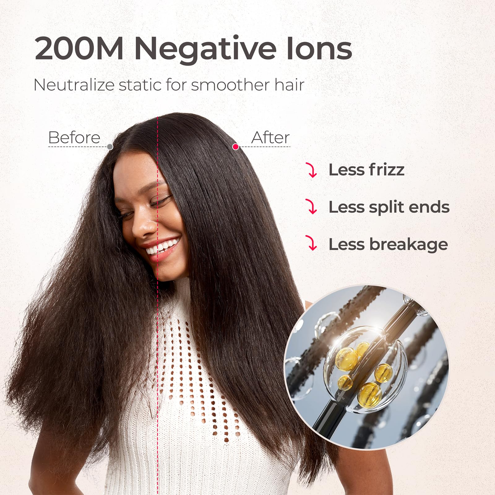 TYMO hair dryer brush cool shot locks in style with cool air