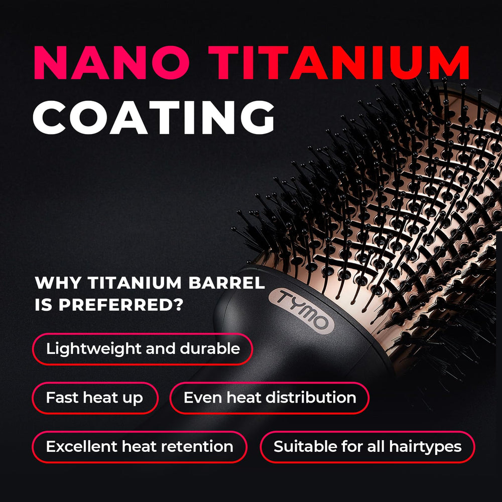 TYMO hair dryer brush with ionic technology for faster drying and shine