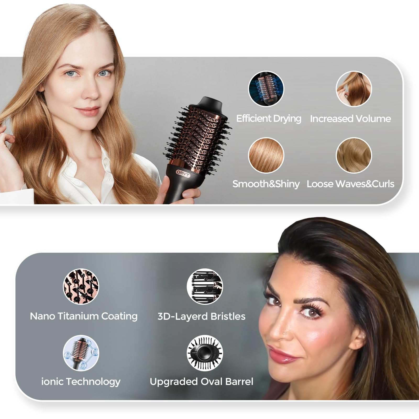 TYMO hair dryer brush with multiple temperature controls for flexible styling