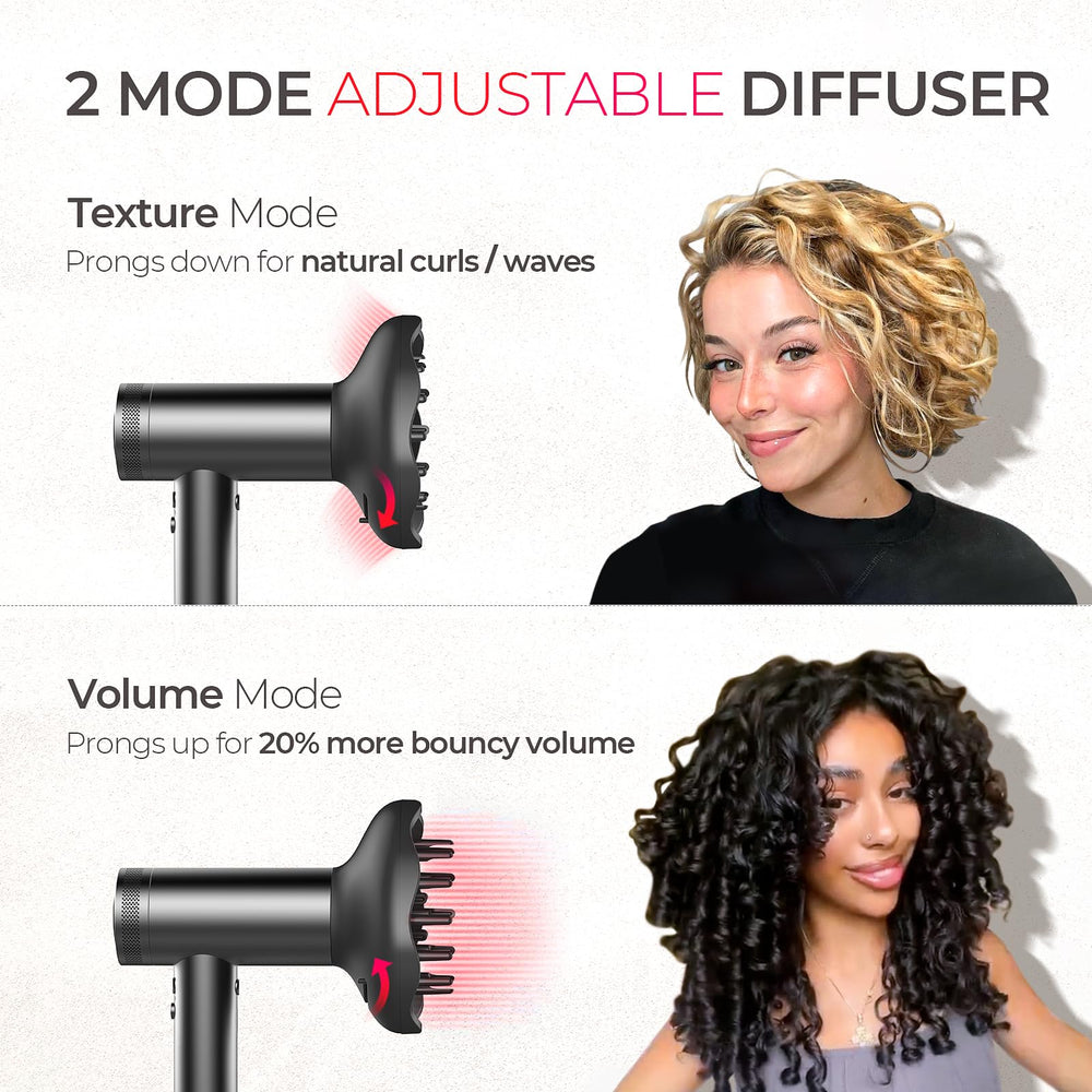 TYMO diffuser with up-down prongs adapts to curly hair needs.
